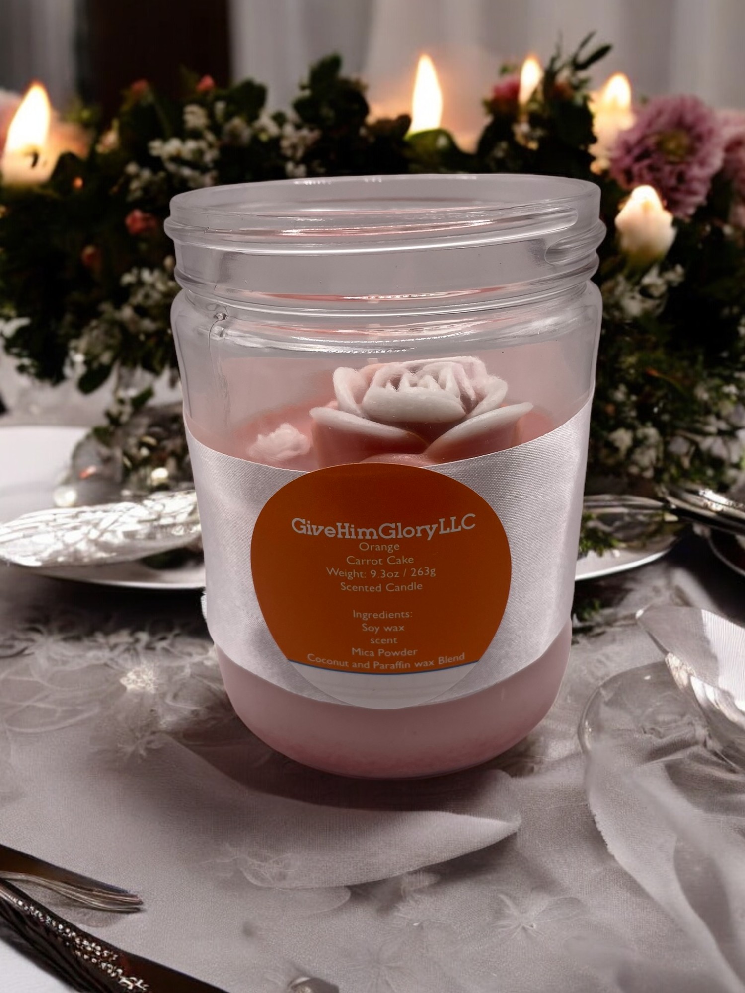 Orange & Pink Carrot Cake Scented Candle John 8:12