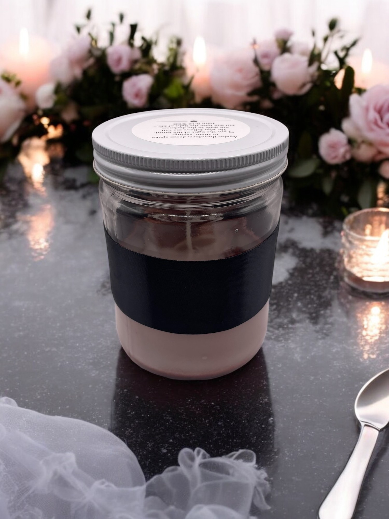 Brown & White Cinnamon Scented Candle John 8:12