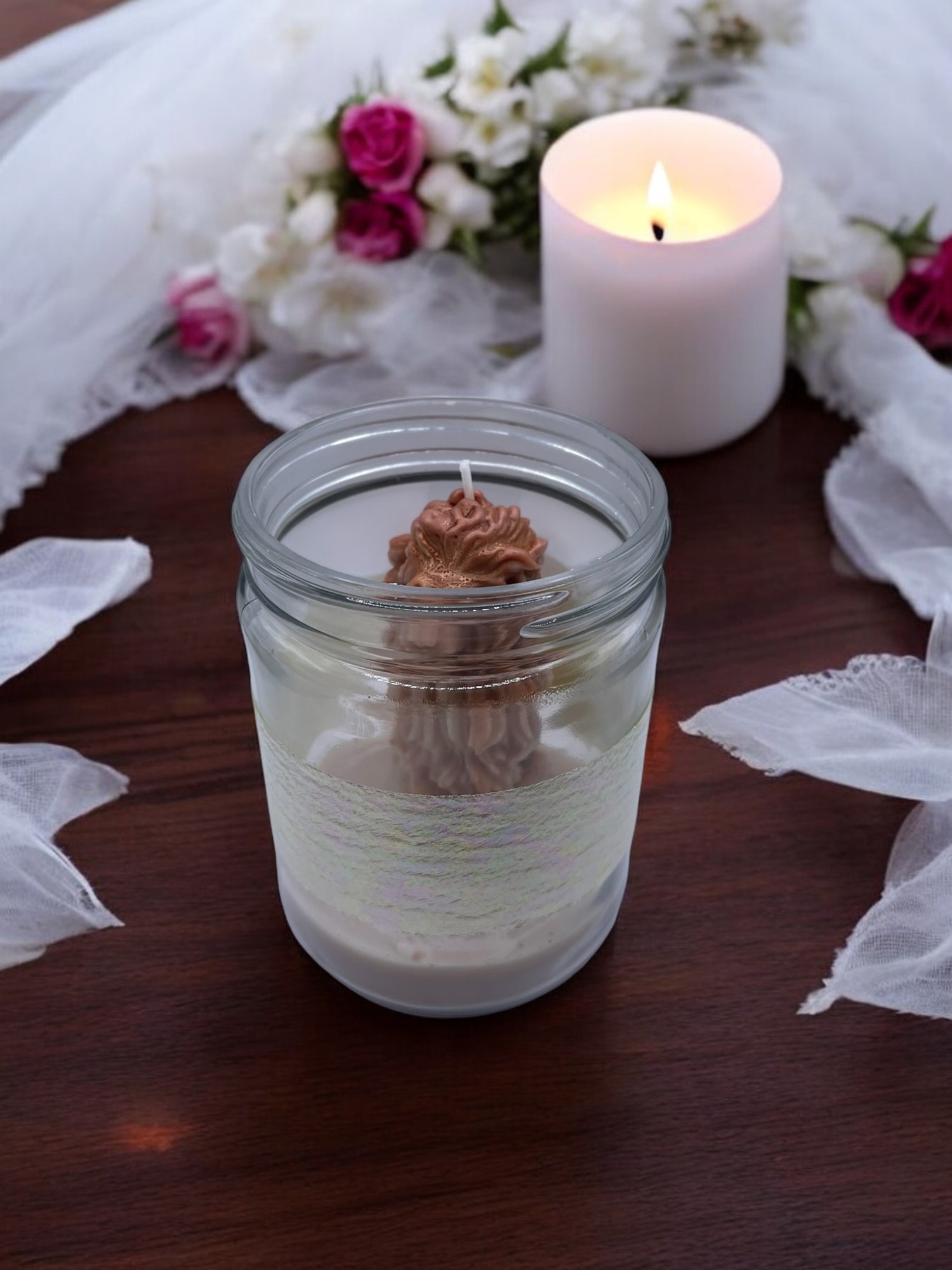 Yellow & White Lion-Shaped Candle -Vanilla - Scripture John 8:12