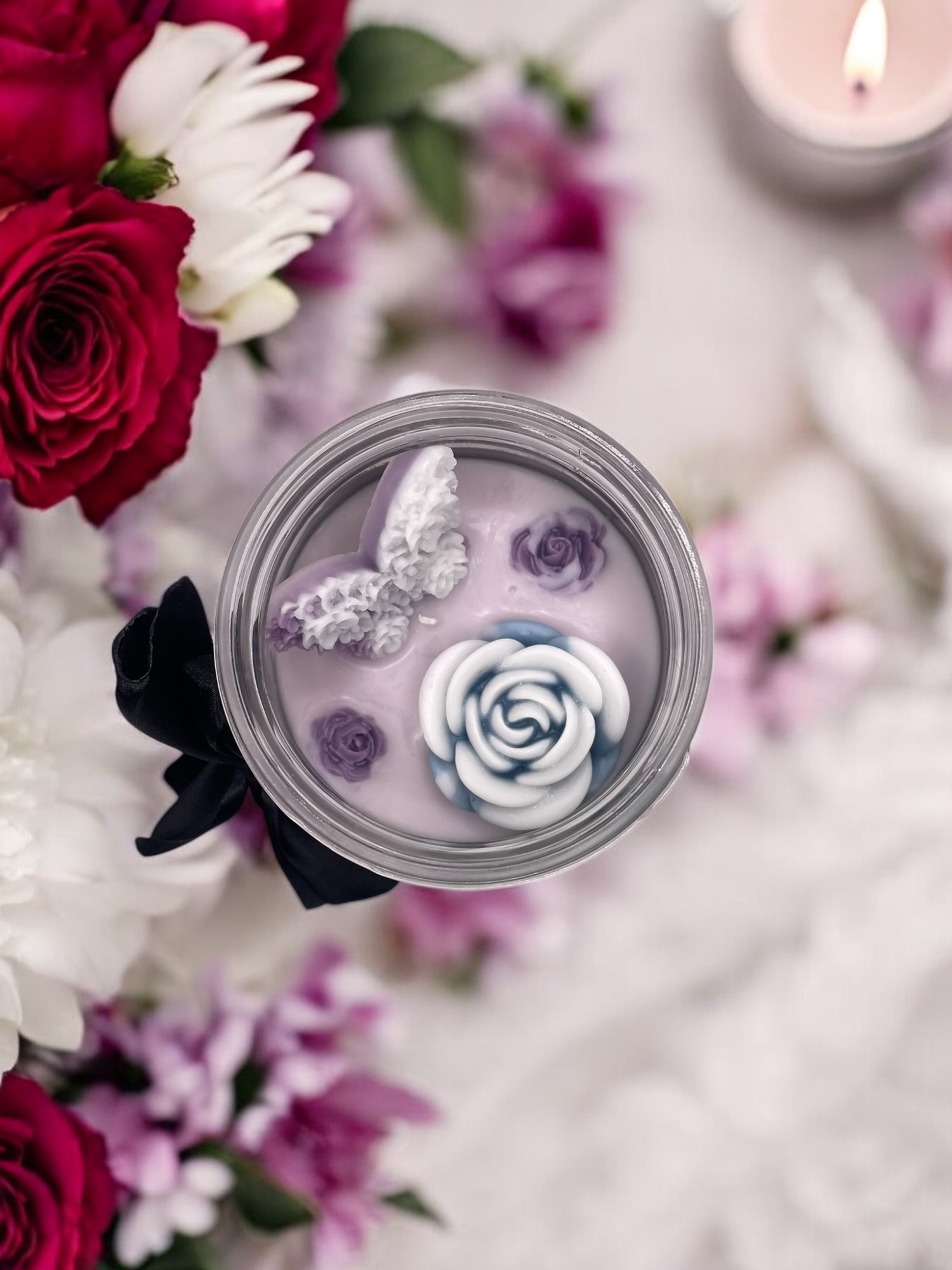 Blue-Purple Birthday Cake Scented Candle Scripture John 8:12