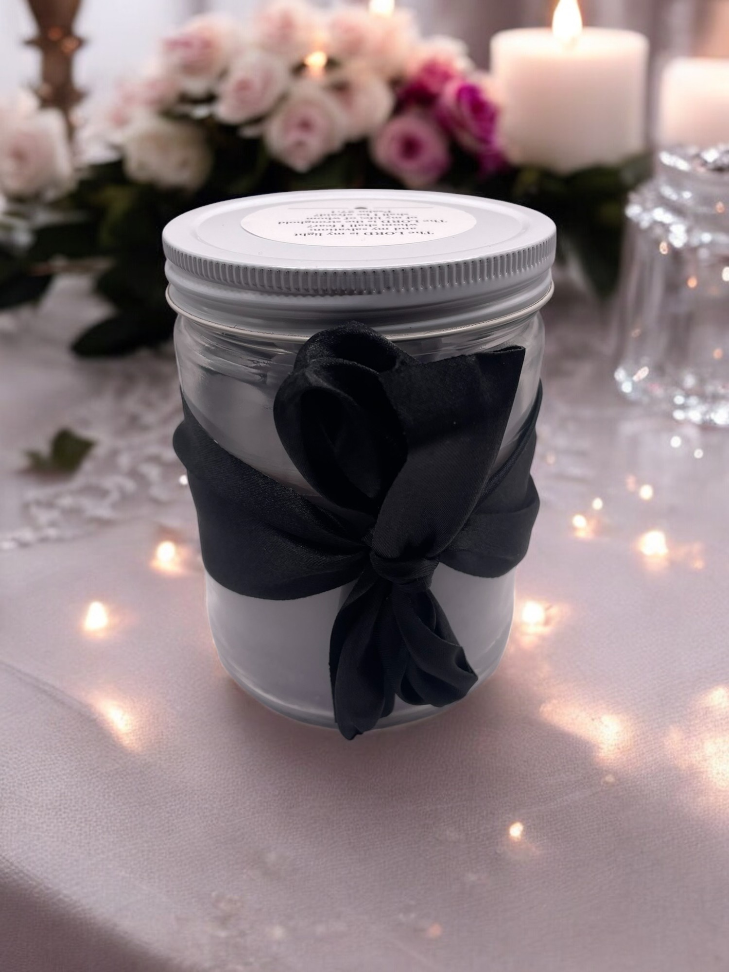 Blue-Purple Birthday Cake Scented Candle Scripture John 8:12