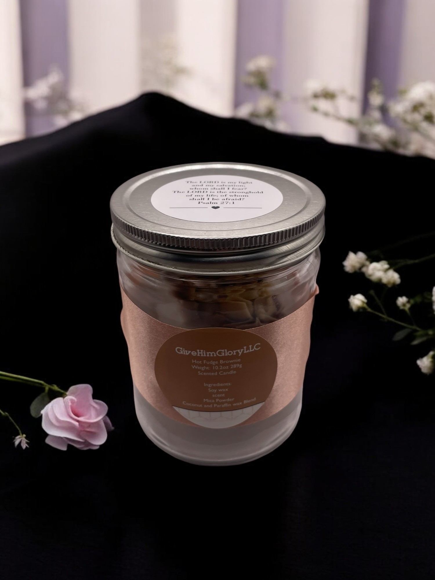 Hot Fudge Brownie Scented Candle Scripture Psalm 27:1