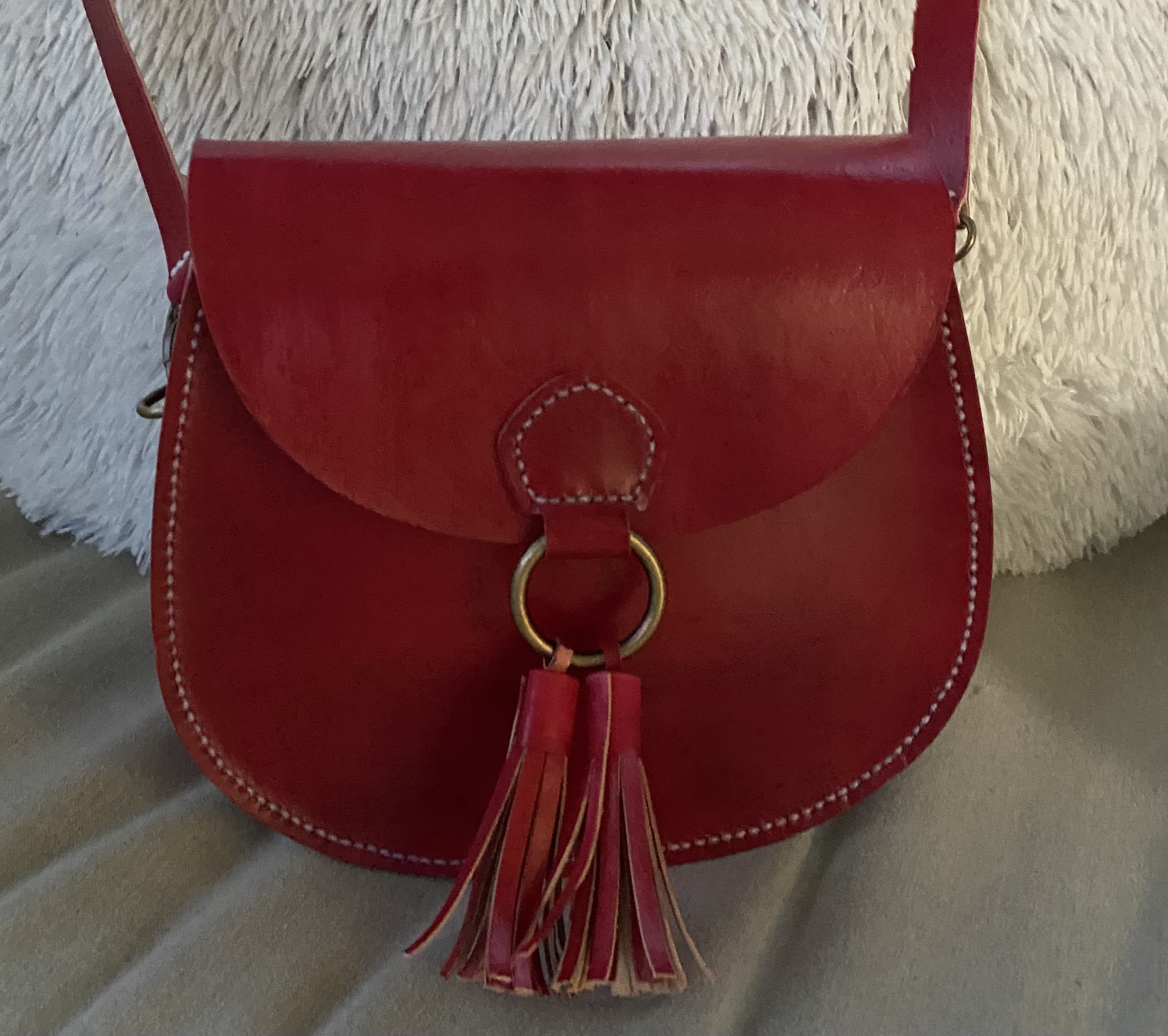 Red Leather Shoulder Bag