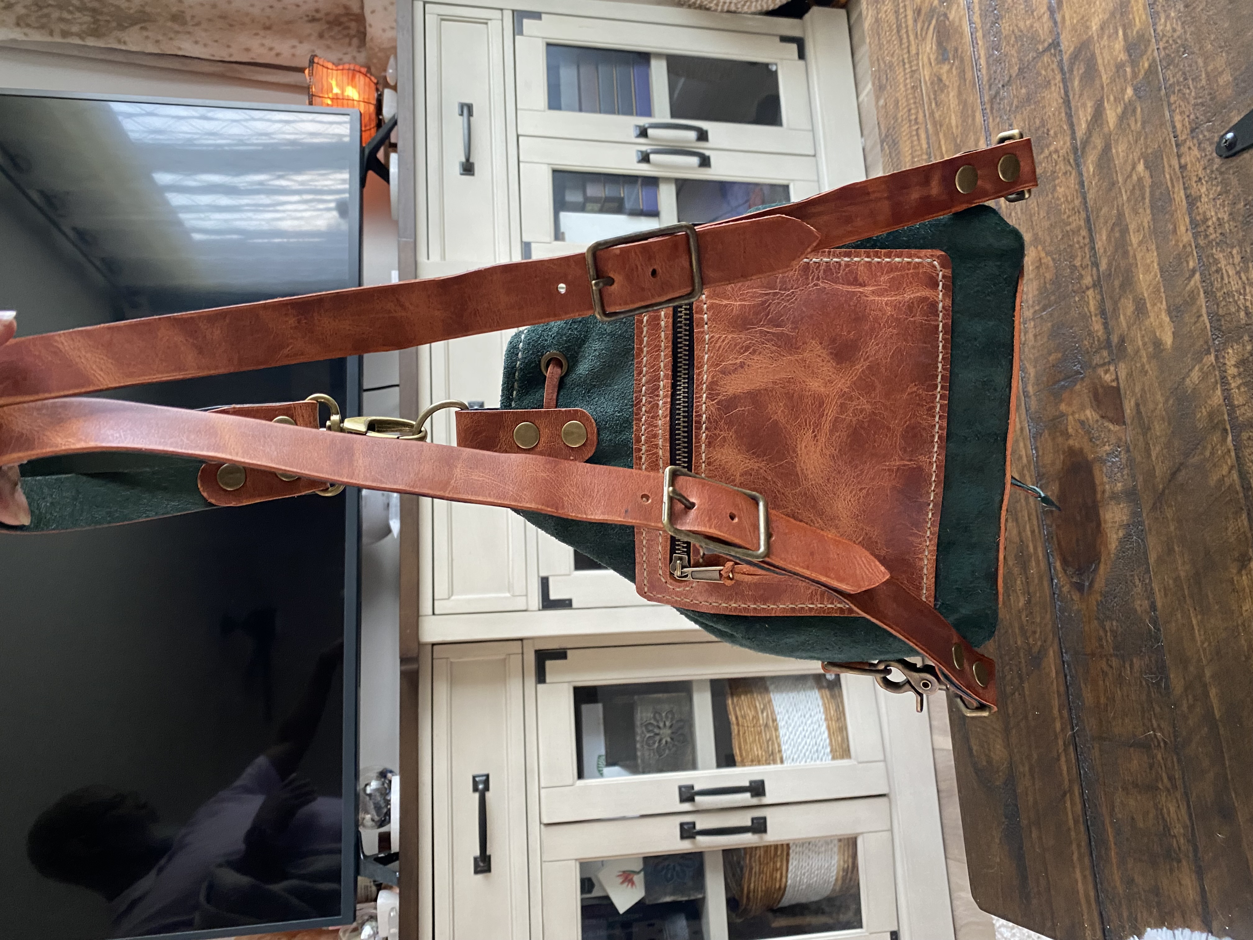 Leather and Canvas Backpack