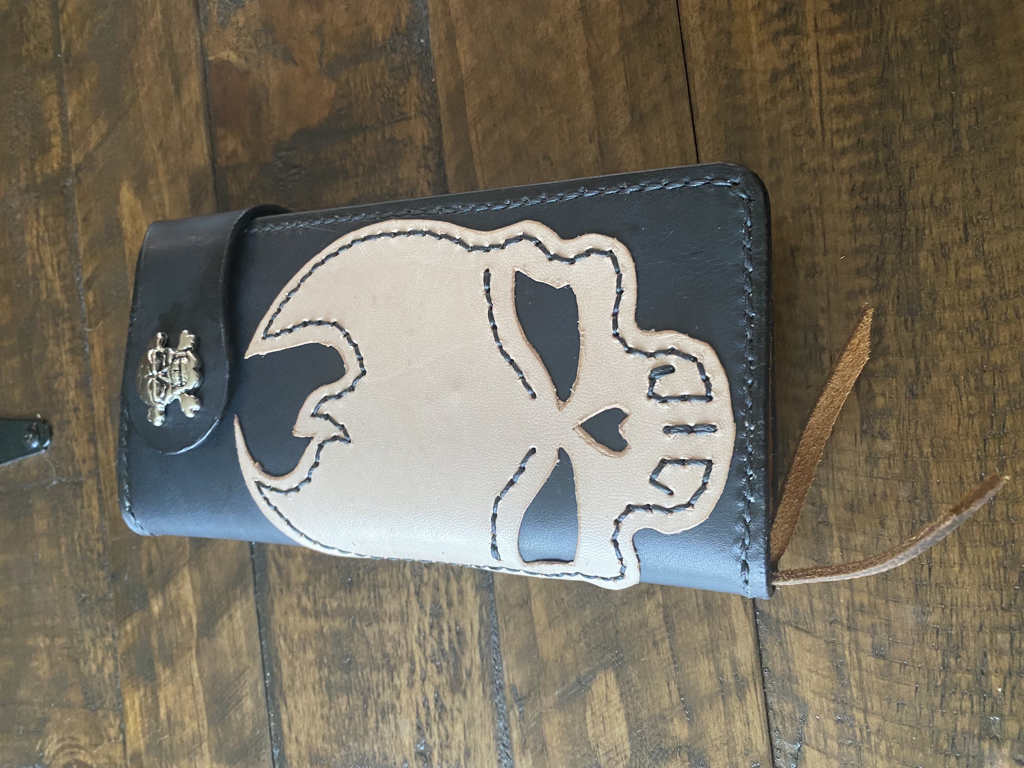 Leather Wallet with Skull Design