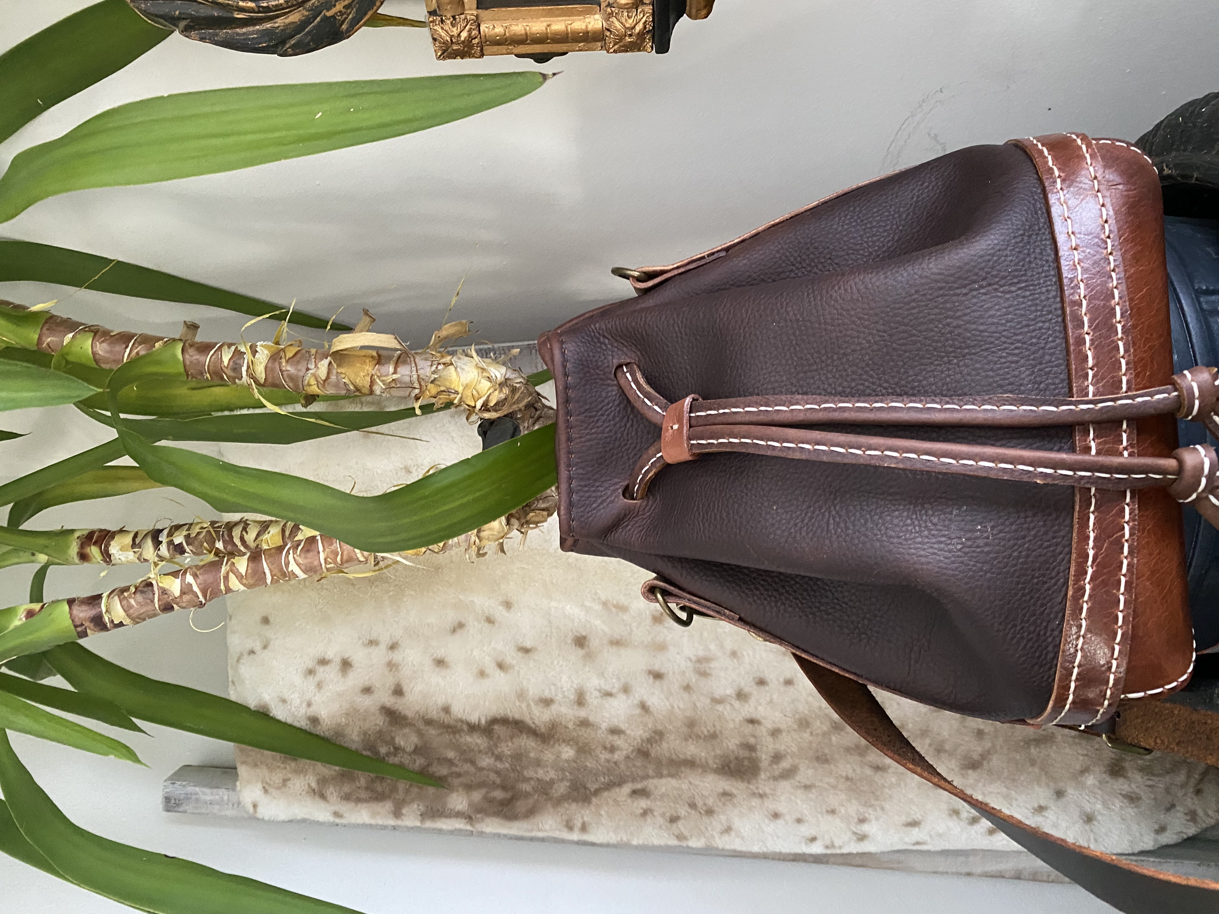 Leather Drawstring Bucket Bag