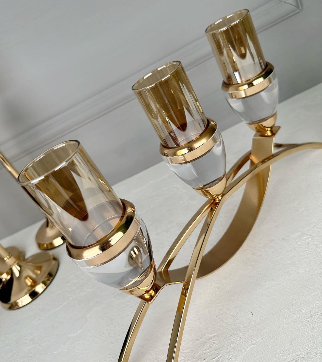 Gold and Glass Candle Holder