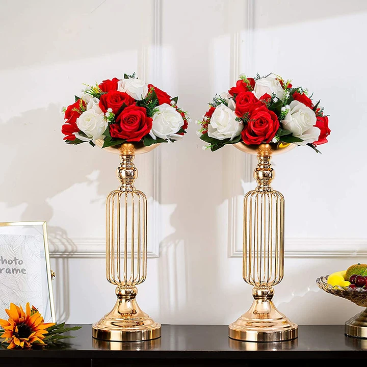 Elegant Gold Flower Vase Set