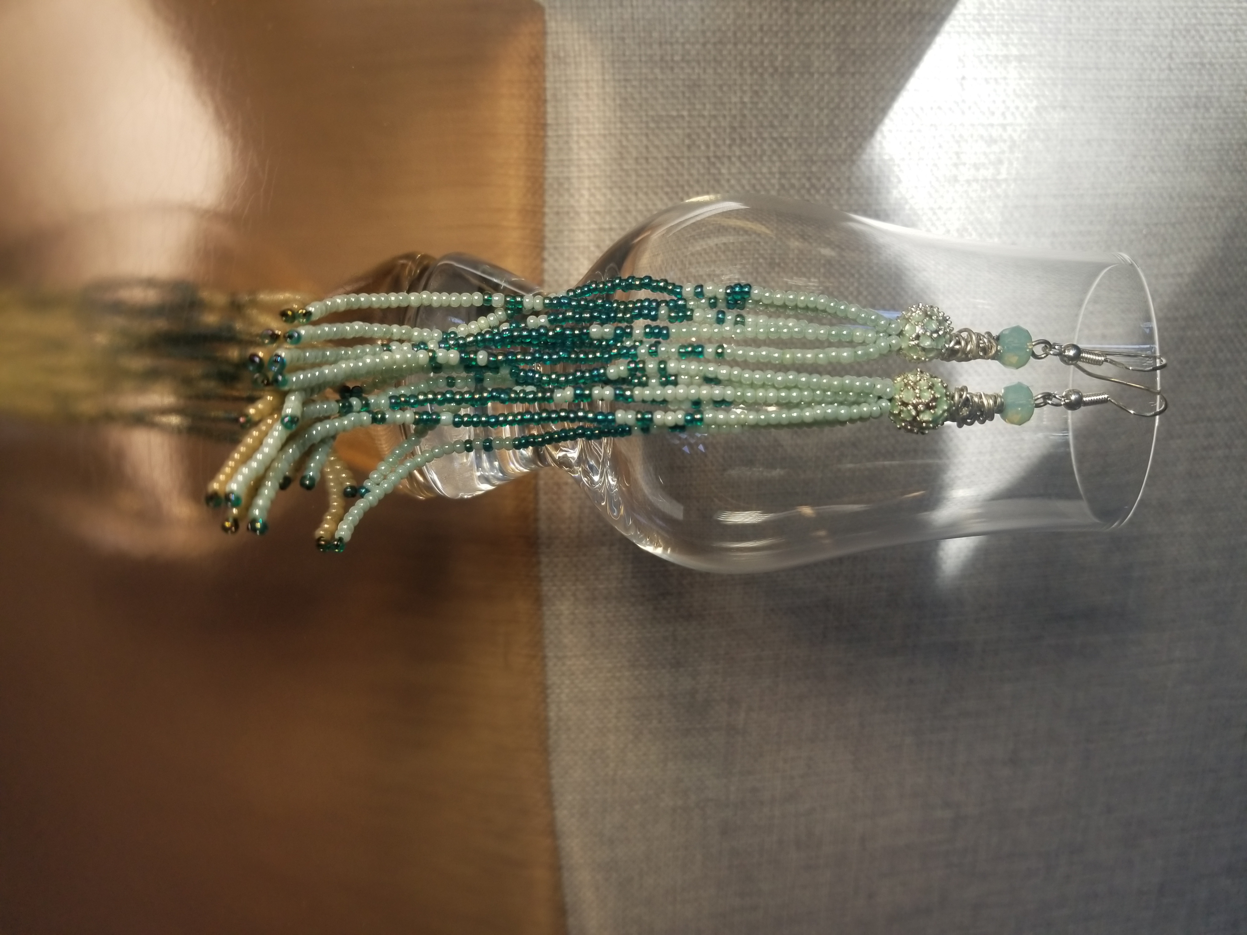 Mint tassle earrings