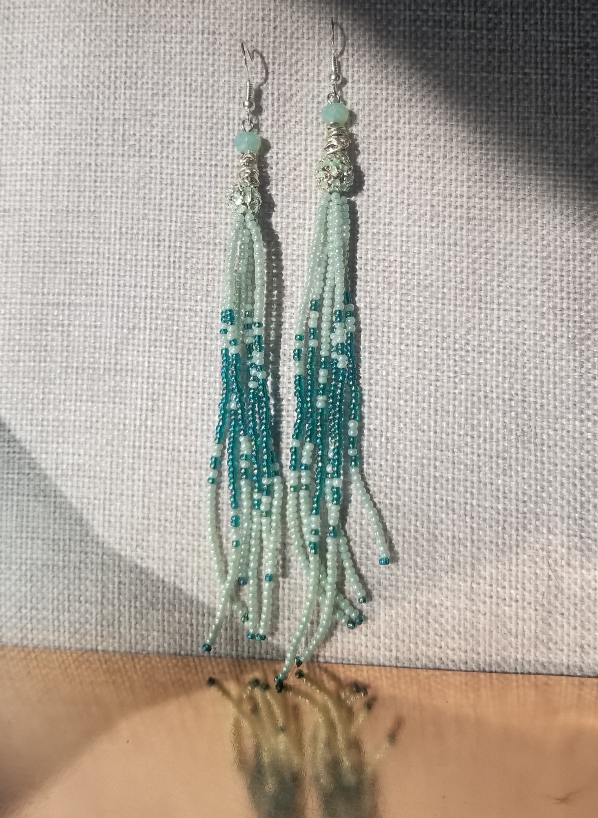 Mint tassle earrings