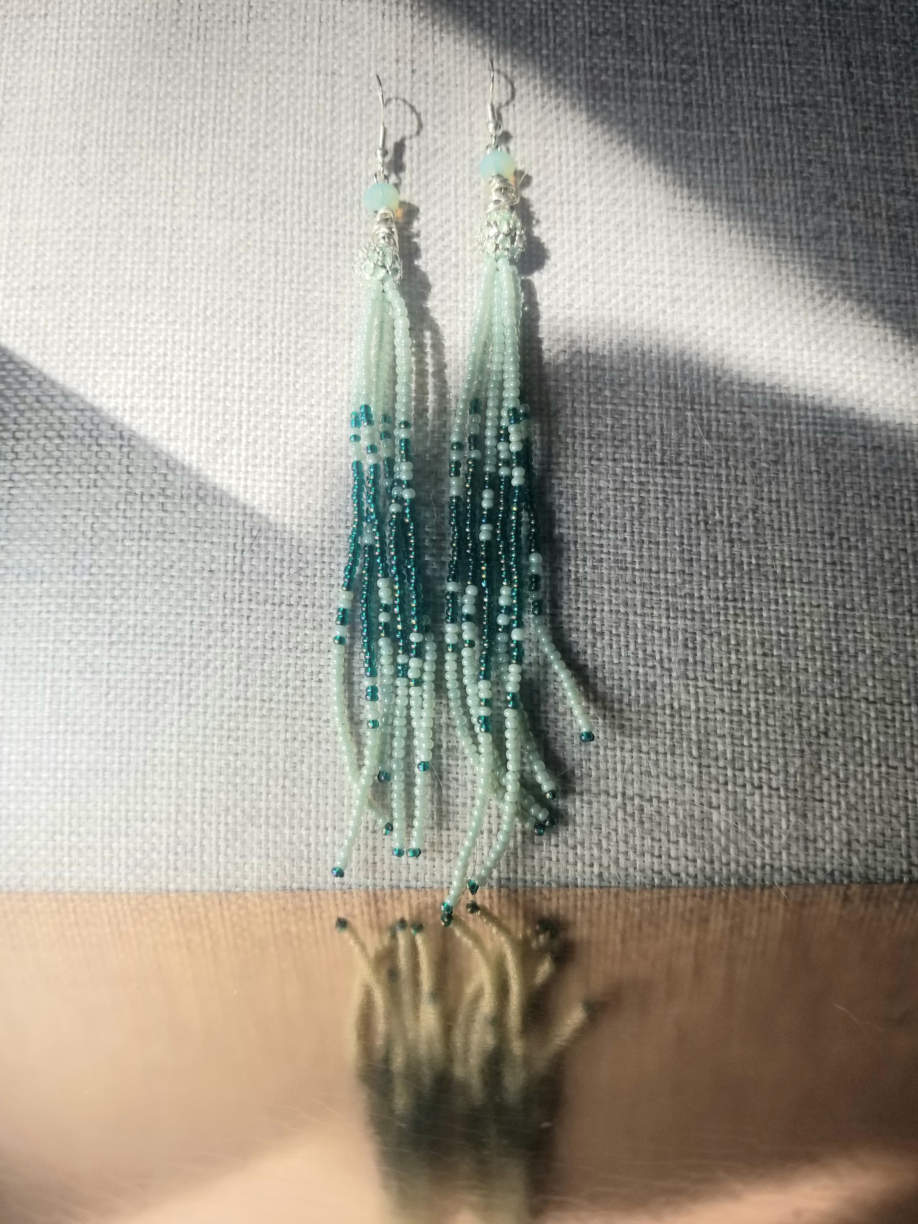 Mint tassle earrings