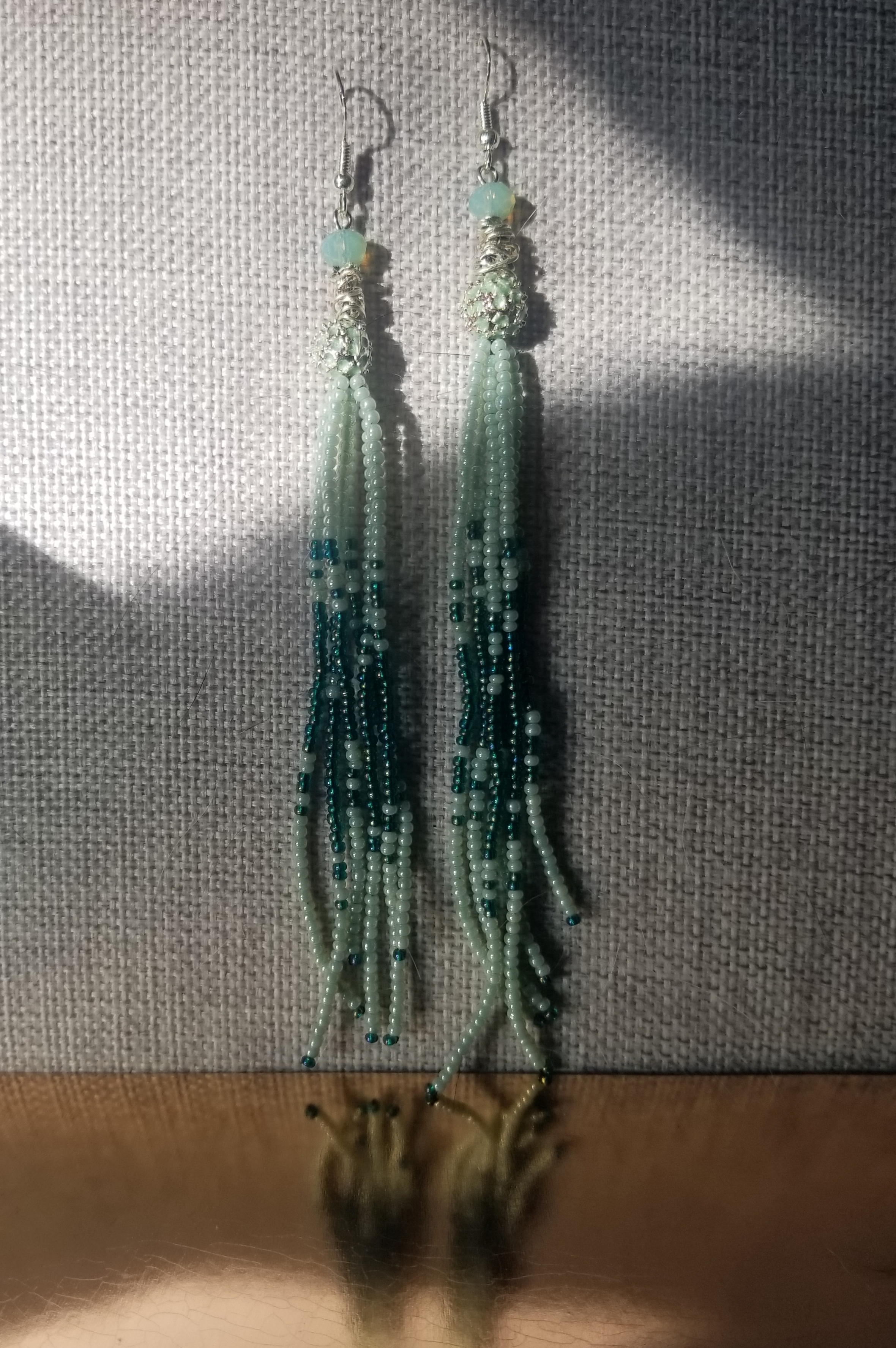 Mint tassle earrings