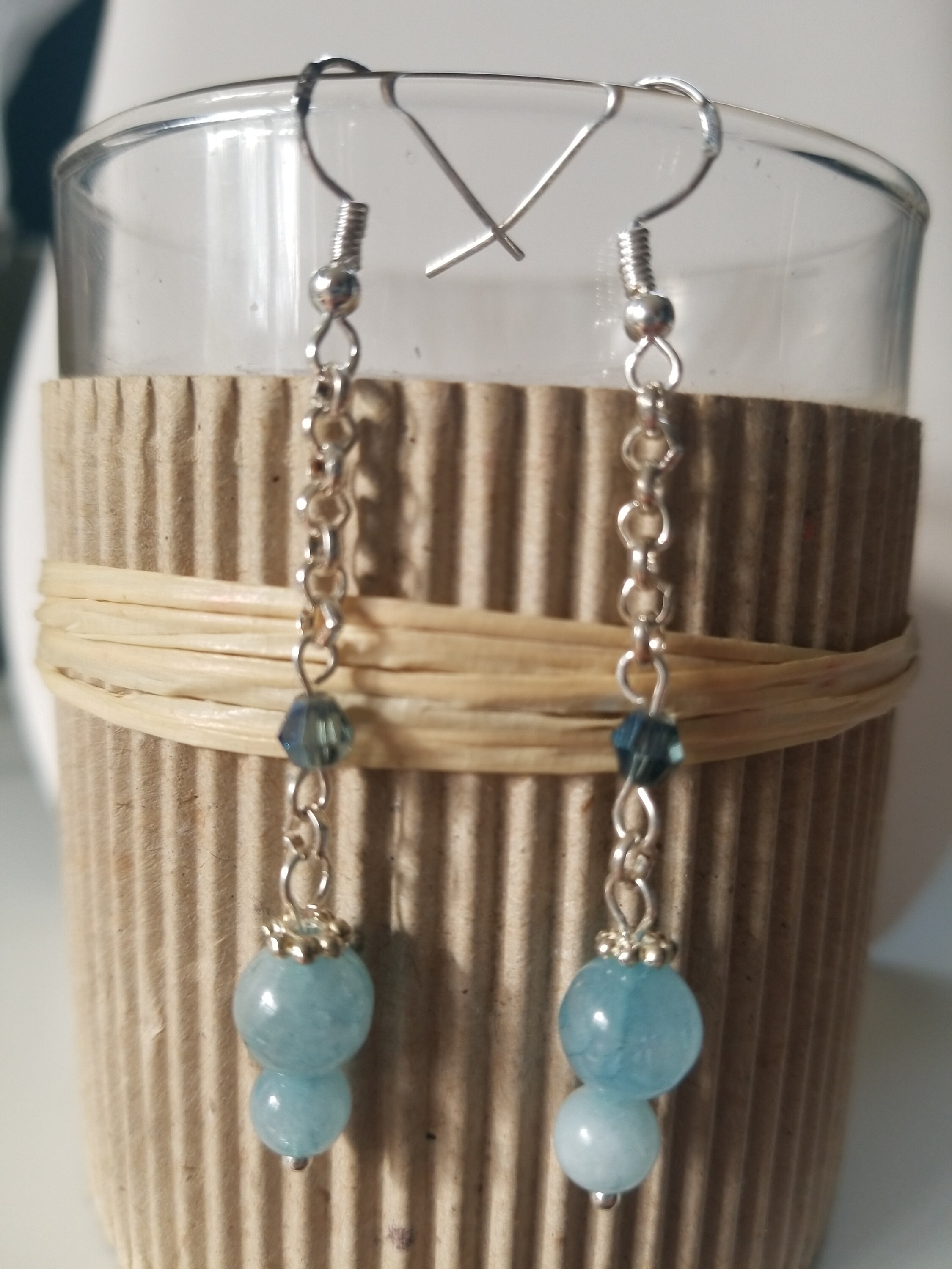 Larimar Earrings with beach vibes