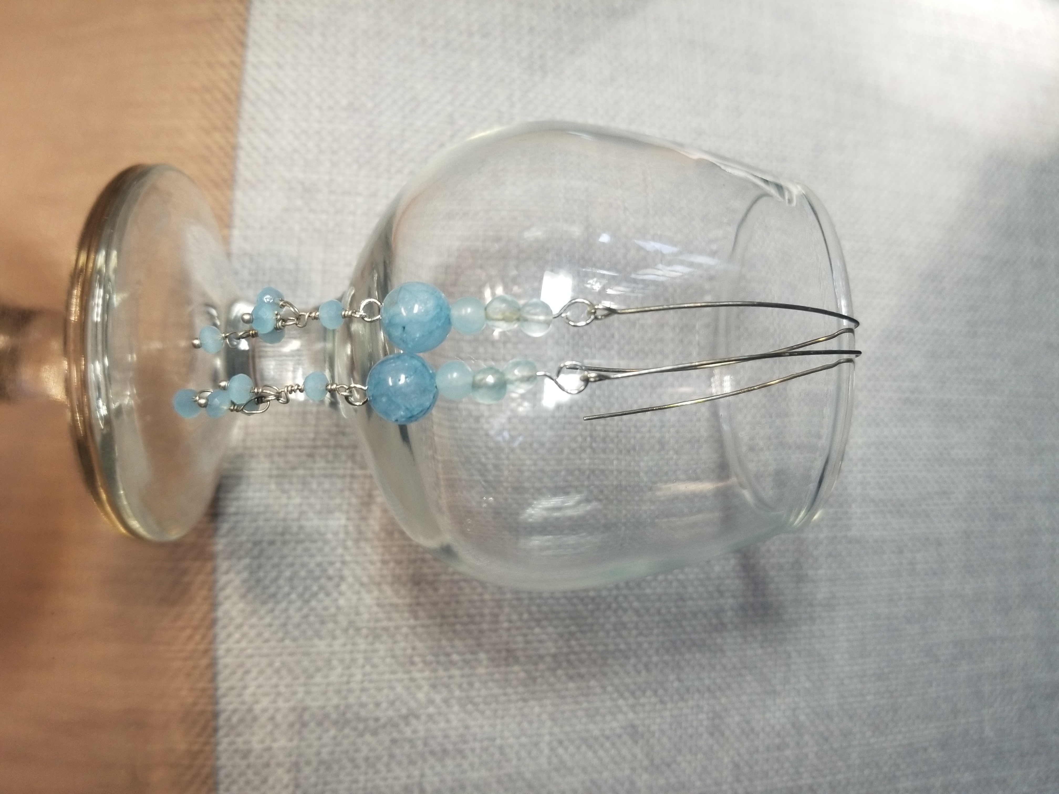 Larimar Earrings with beach vibes