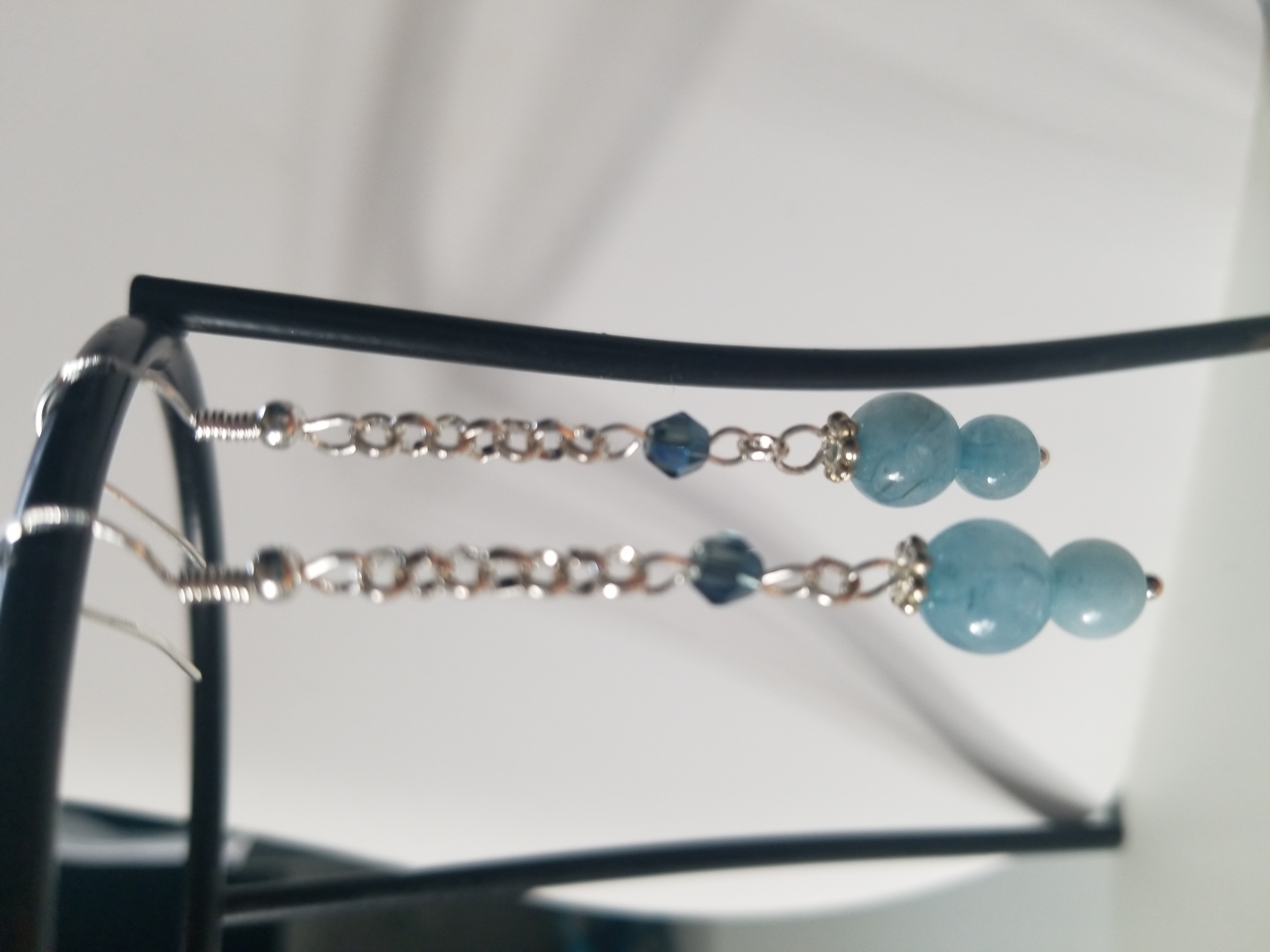 Larimar Earrings with beach vibes