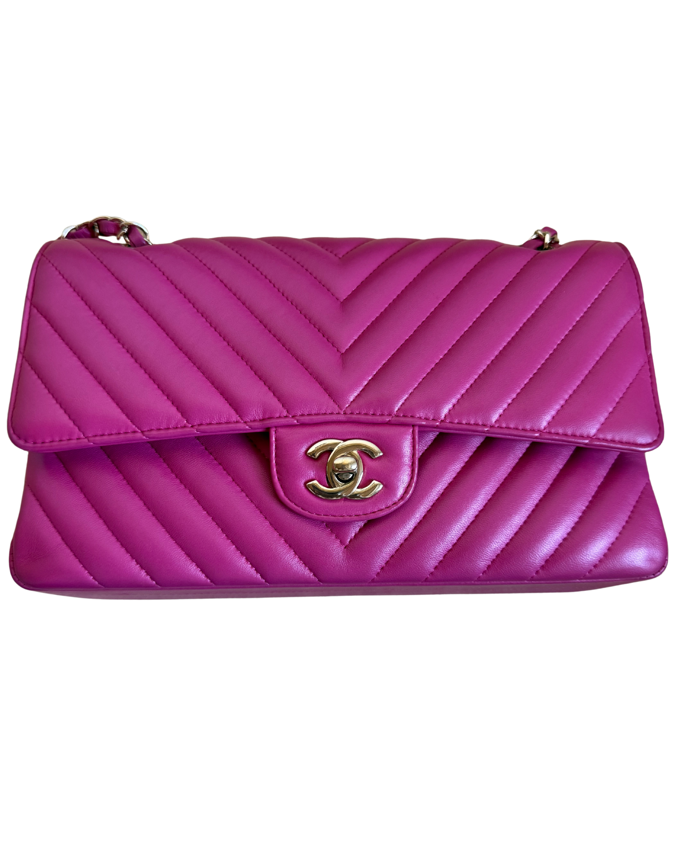 CHANEL - SAC A MAIN CLASSIQUE DOUBLE FLAP CHEVRON