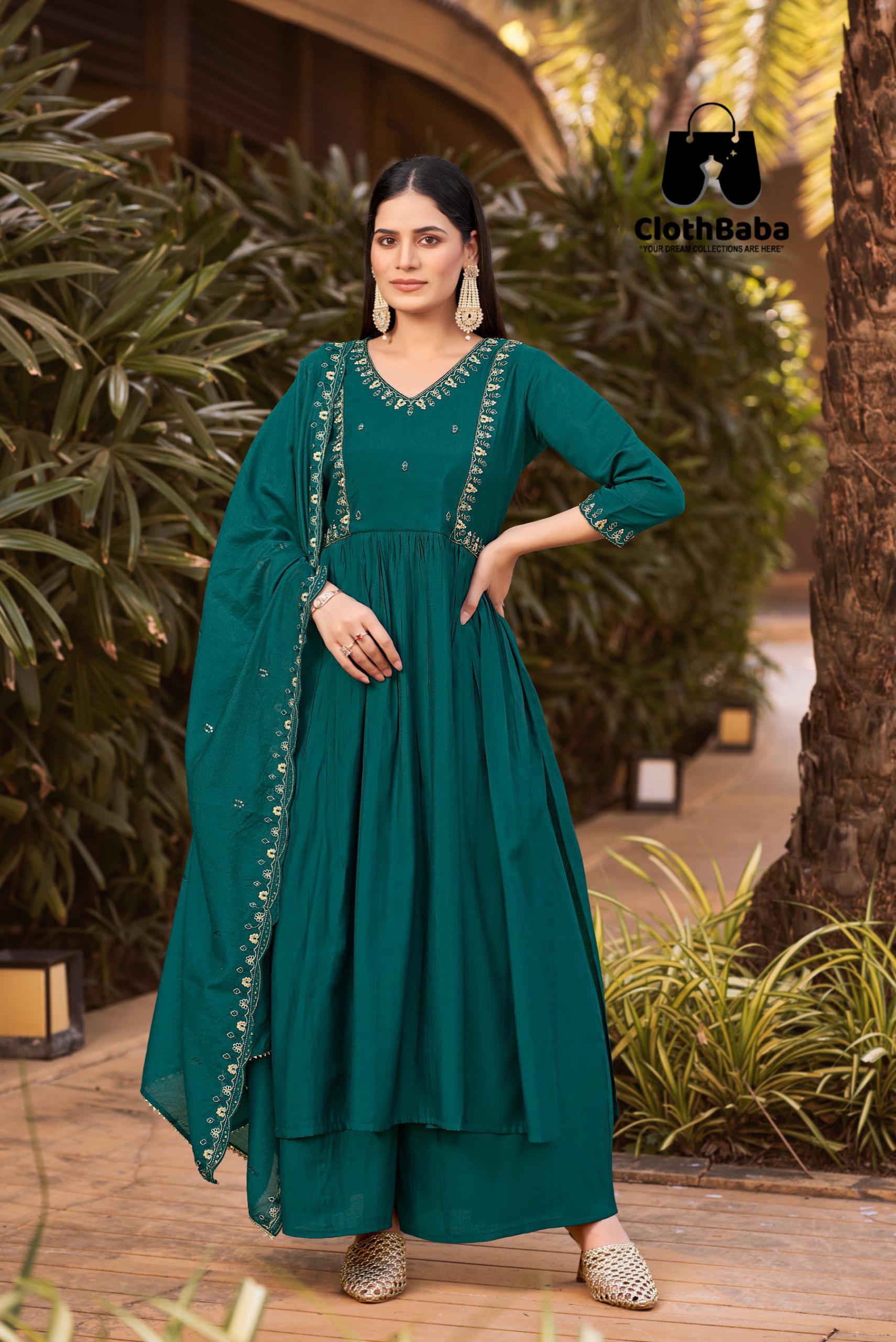 Premium Roman Silk Embroidered Readymade Suit