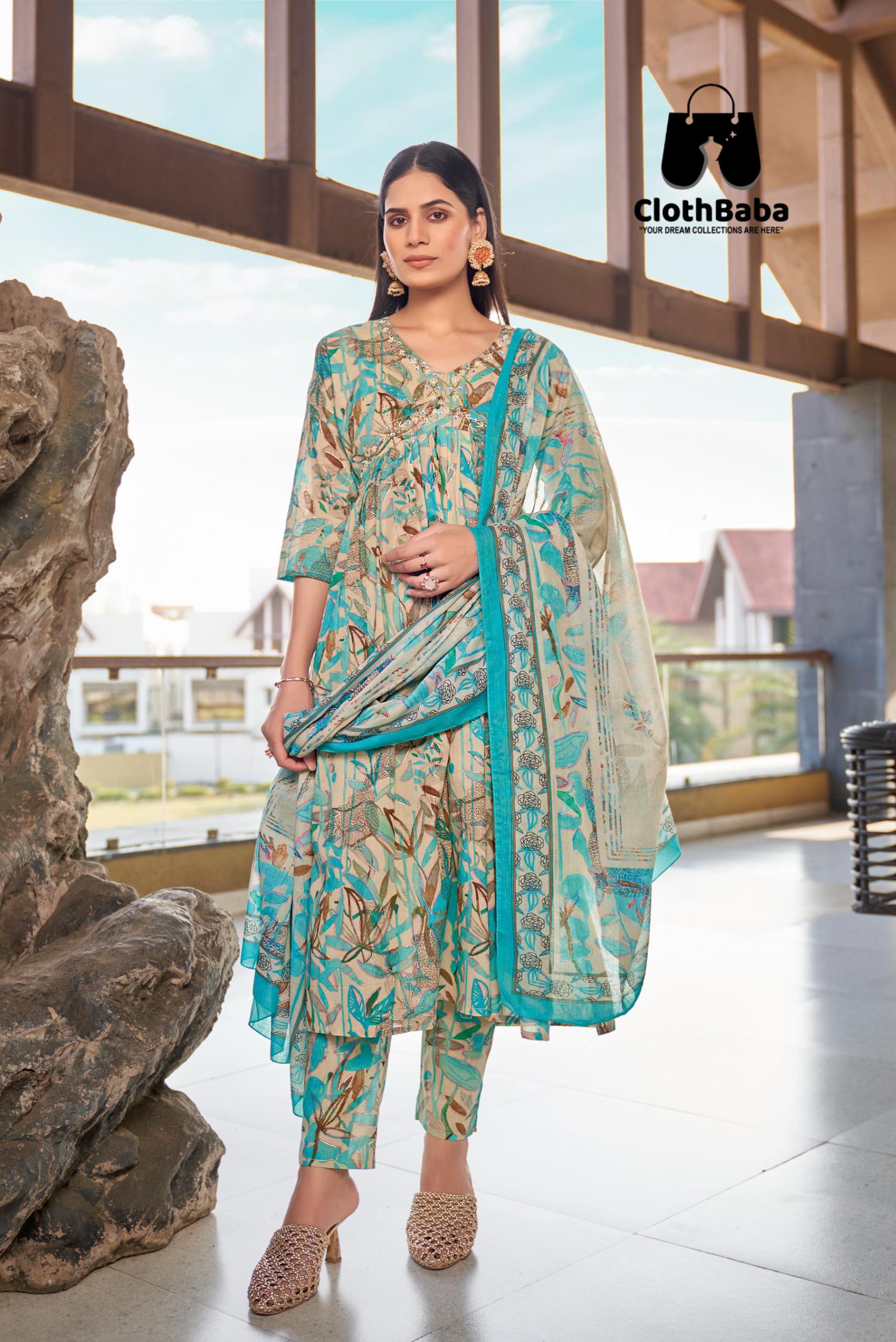 Premium Handworked Mull Cotton Readymade Suit Set