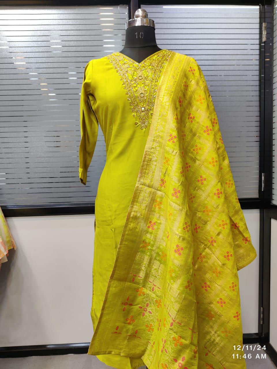 Premium Readymade Roman Silk Suits with Handwork & Jeqcard Dupatta