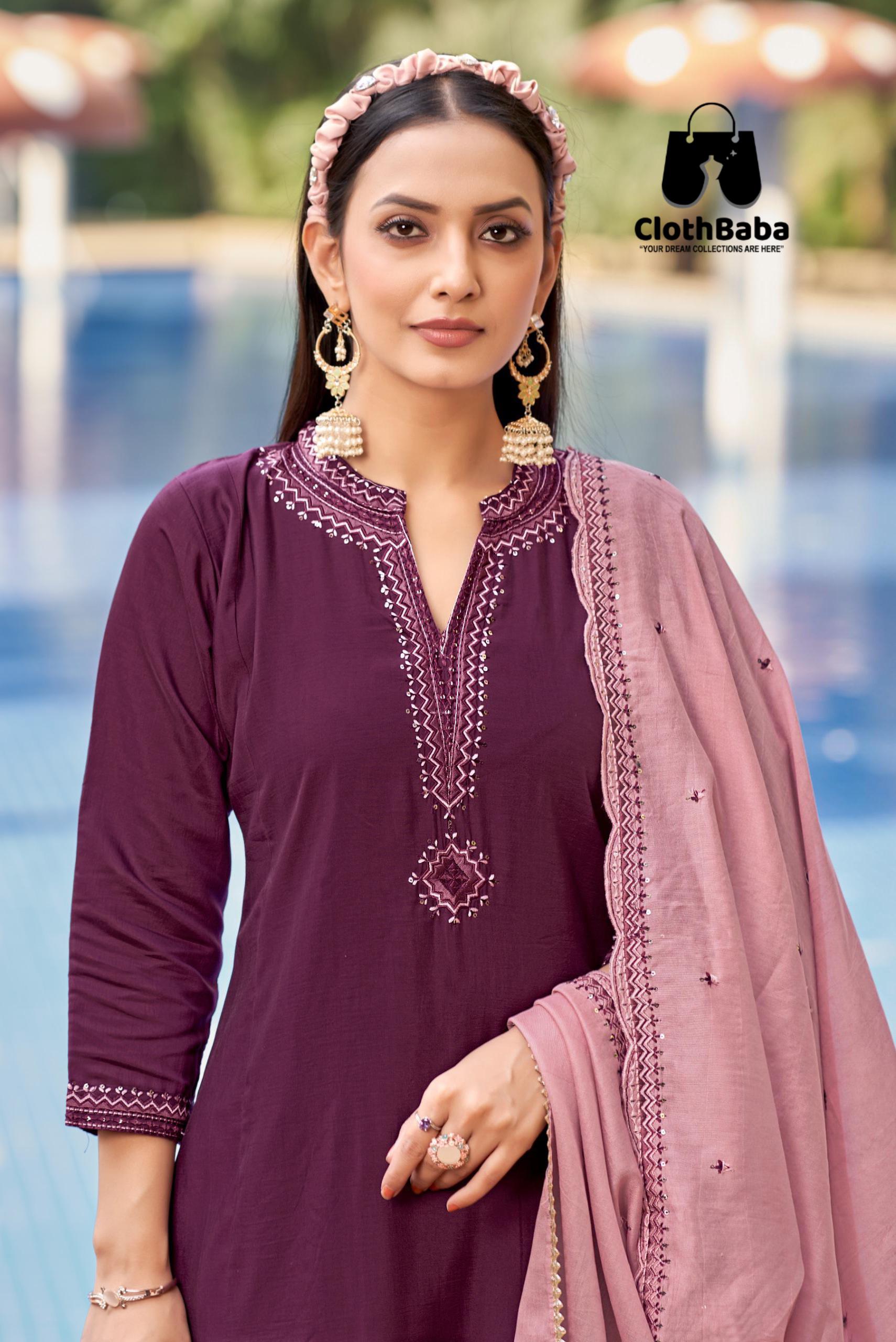 Elegant Readymade Roman Silk Suits with Embroidery & Chanderi Silk Dupatta