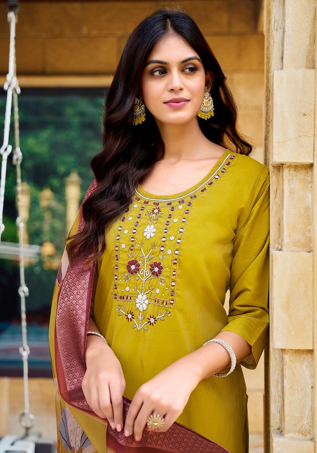 Handcrafted Roman Shimmer Readymade Suits with Mull Cotton Lining