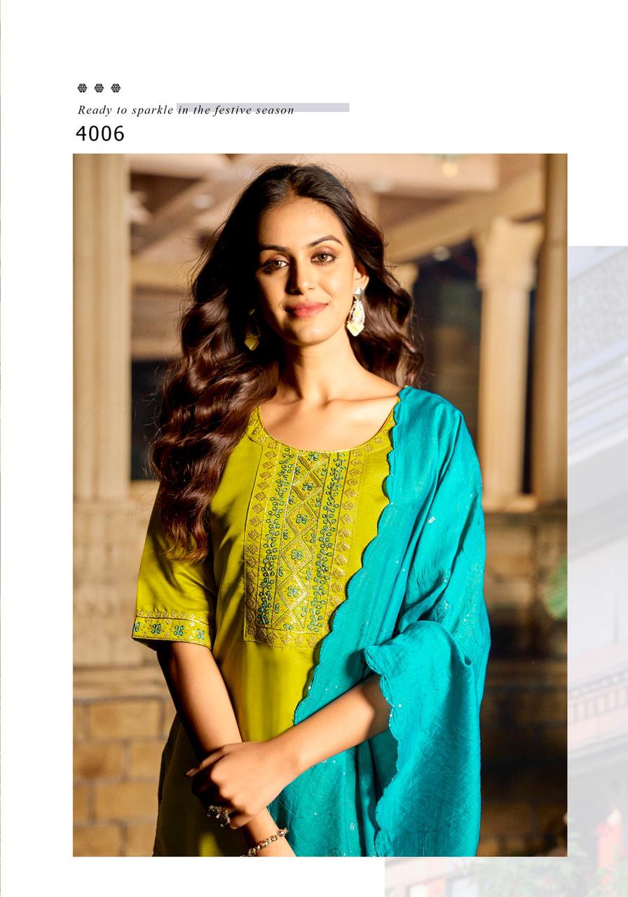 Roman Silk Embroidered Readymade Suit with Cotton Lining