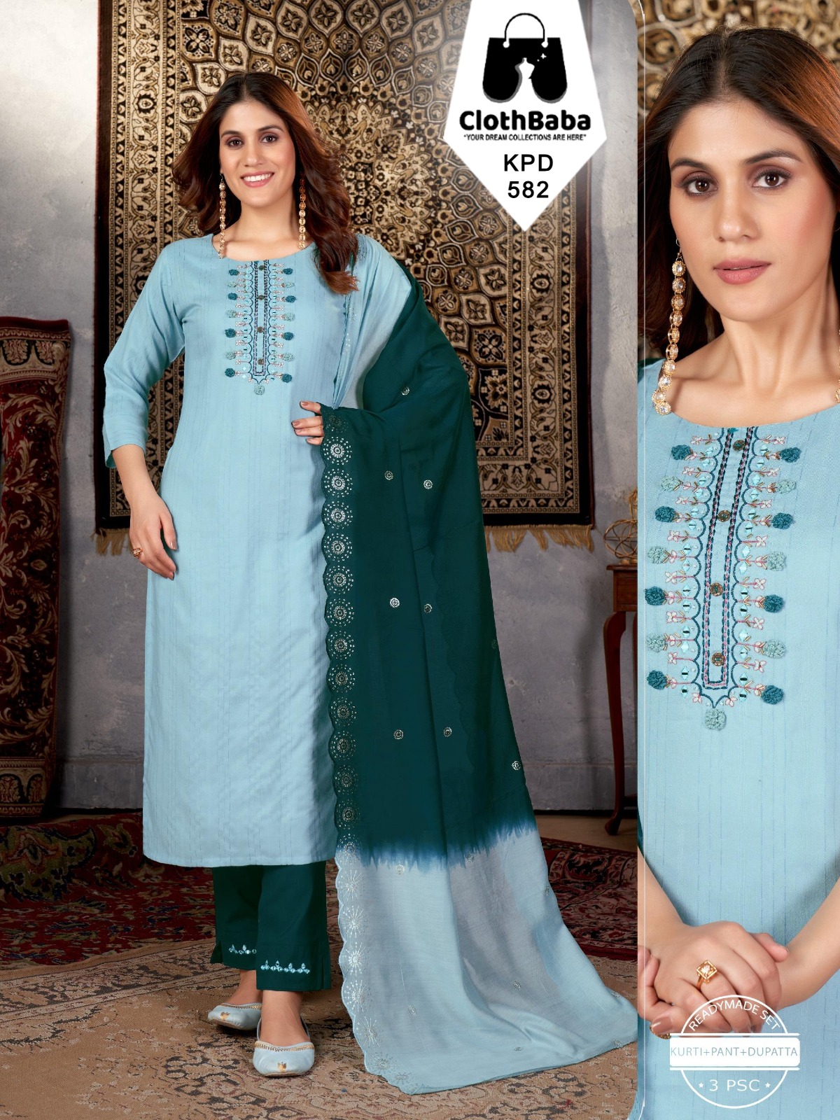 Fancy Viscose Readymade Suit with Cotton Lining 