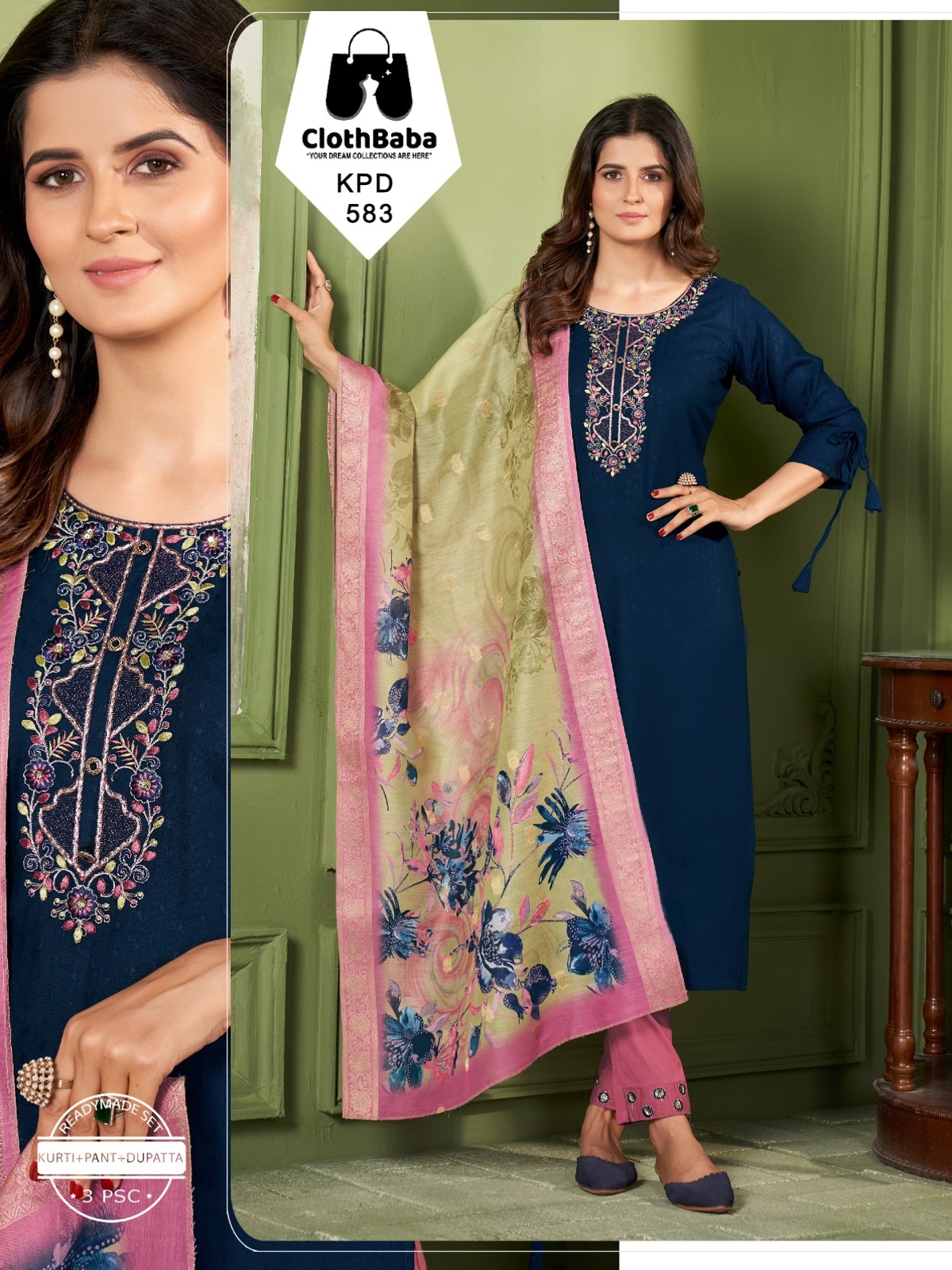 Chandheri Sequin Dupatta and Handwork Readymade Suit