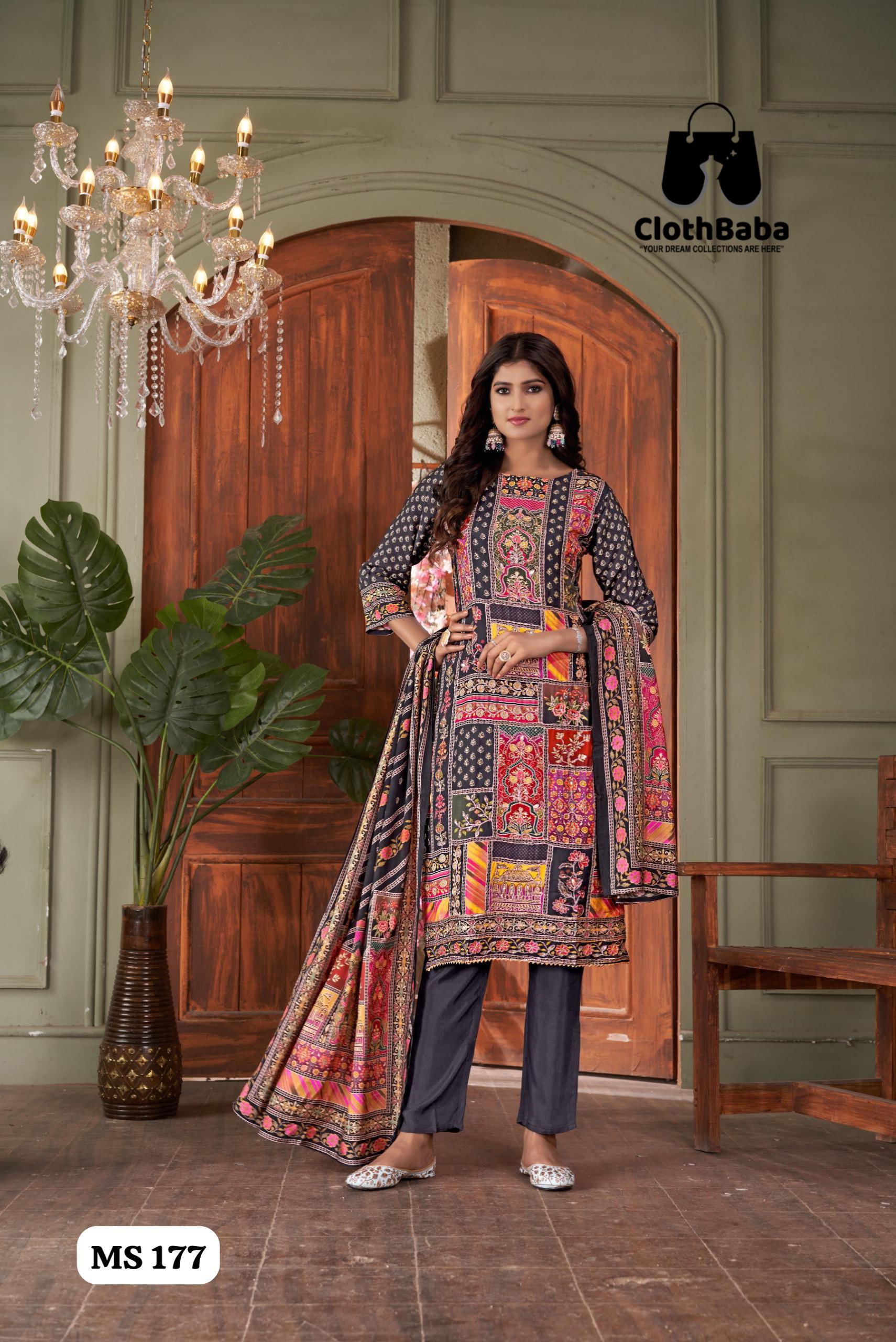 Elegant Viscose Muslin Readymade Suits with Handwork