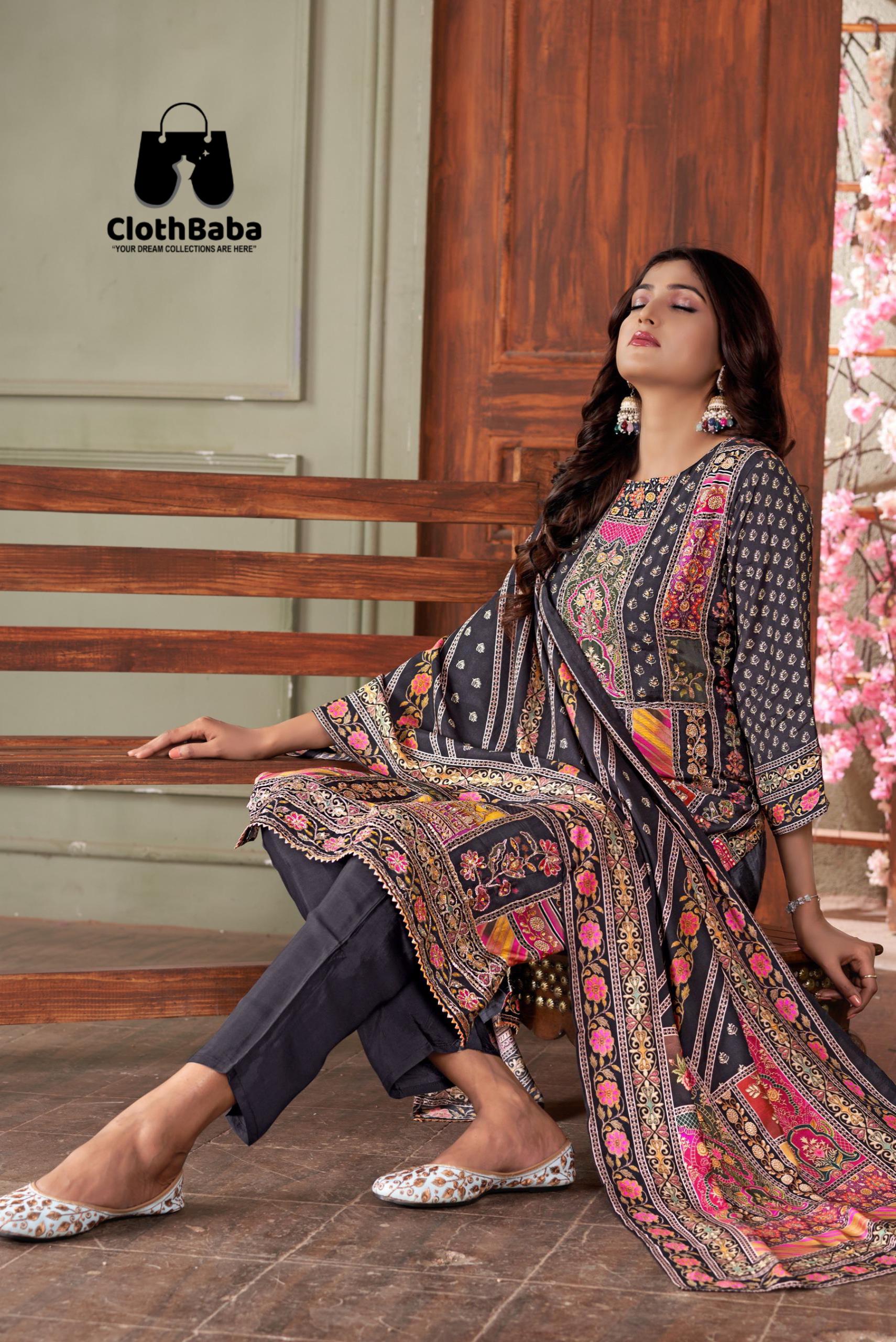 Elegant Viscose Muslin Readymade Suits with Handwork 