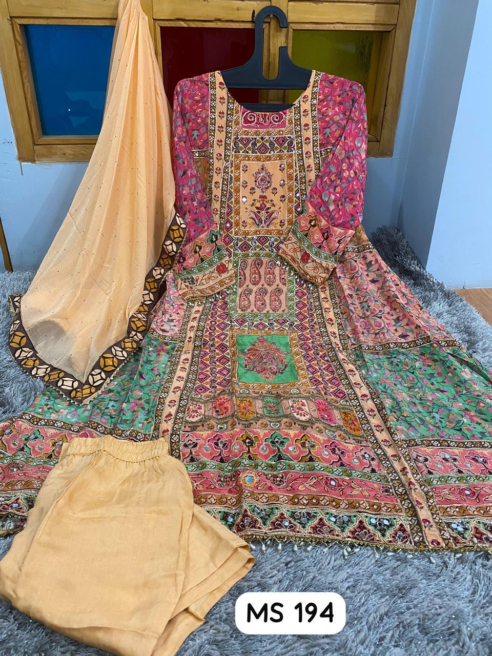 Stunning Pure Crepe Readymade Suits with Handwork