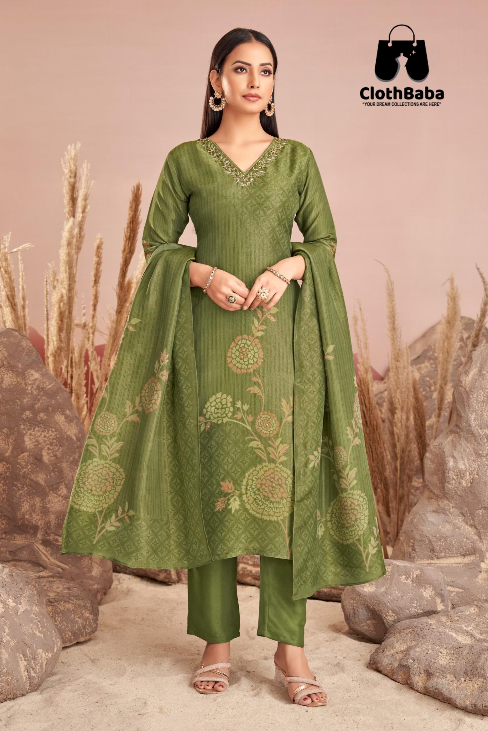 Designer Readymade Suits - Pure Shimmer Digital with Cotton Lining 
