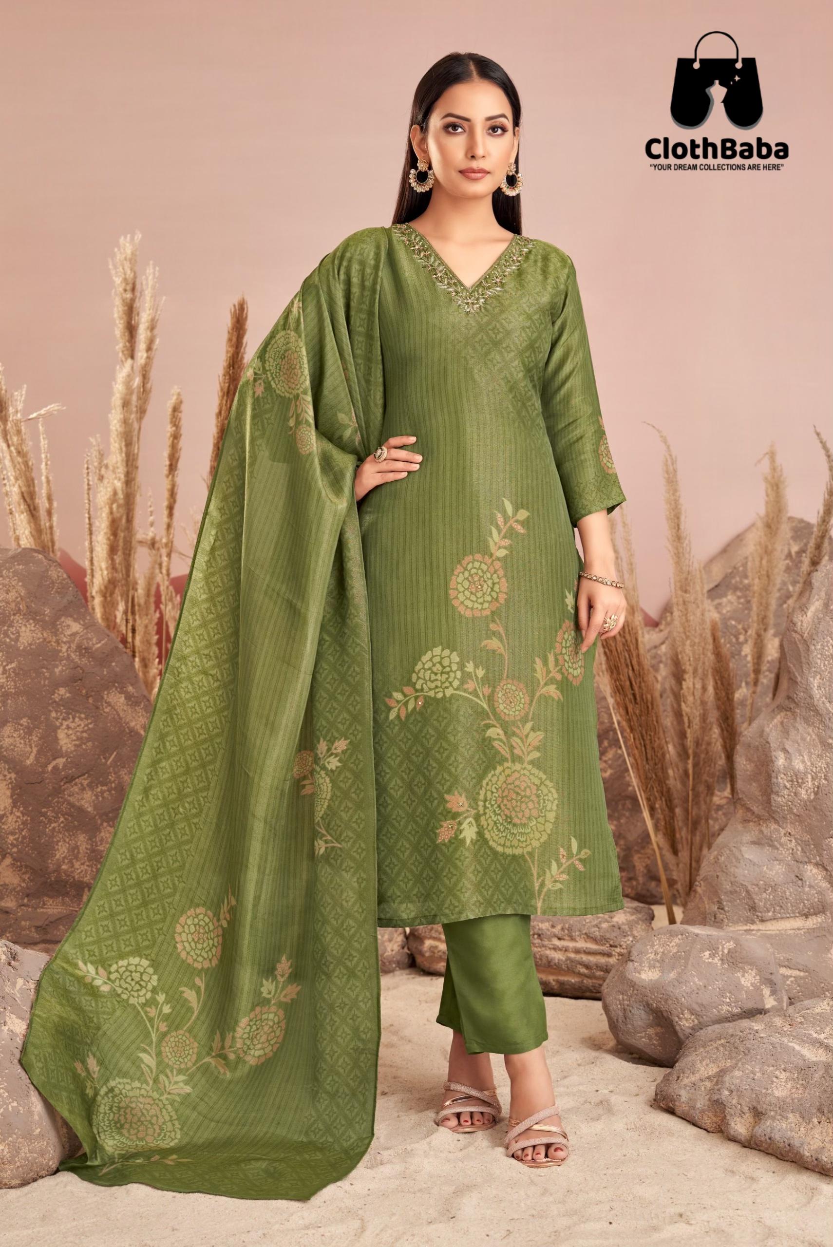 Designer Readymade Suits - Pure Shimmer Digital with Cotton Lining