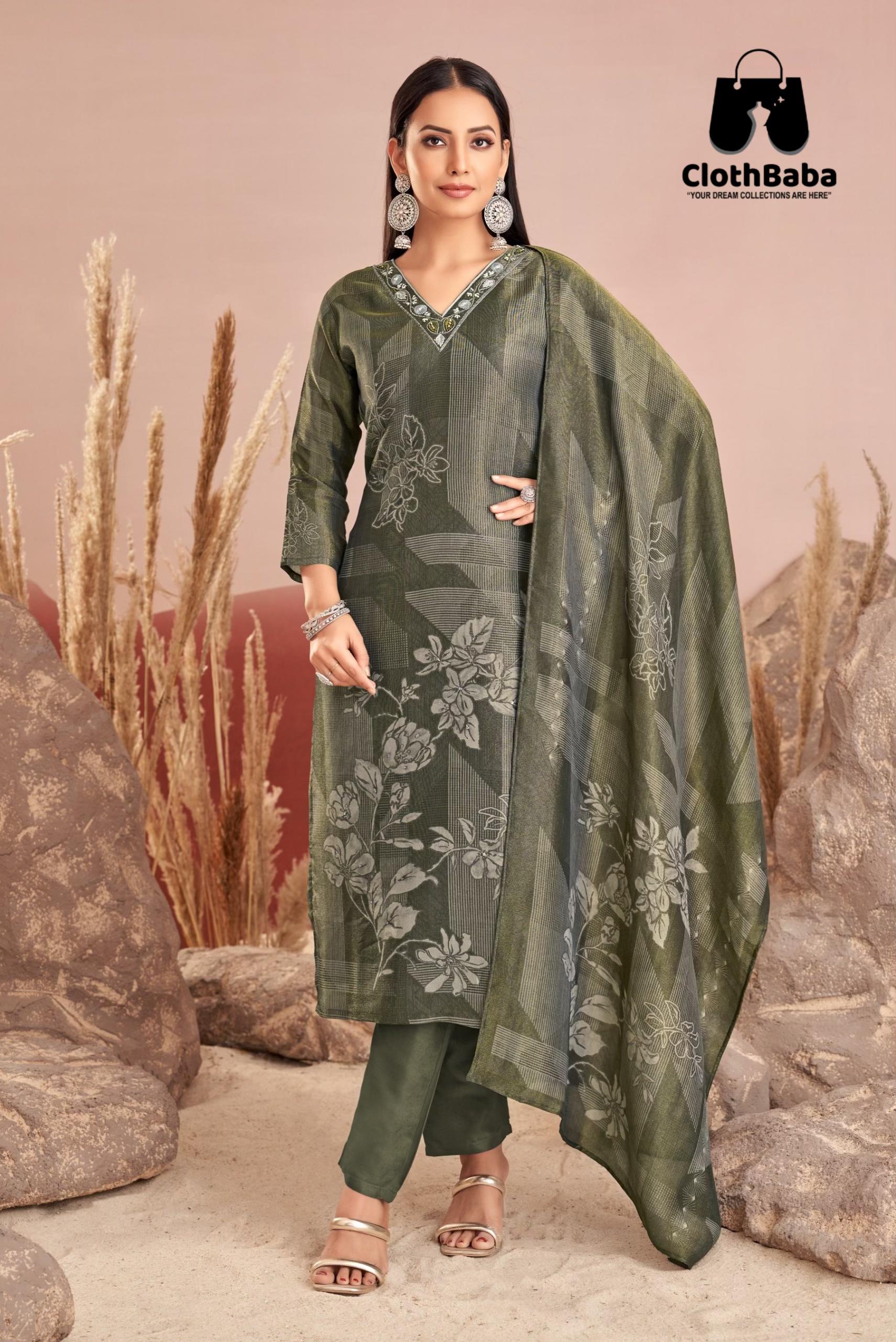 Shimmer Digital Readymade Suit with Viscose Santoon Bottom & Dupatta