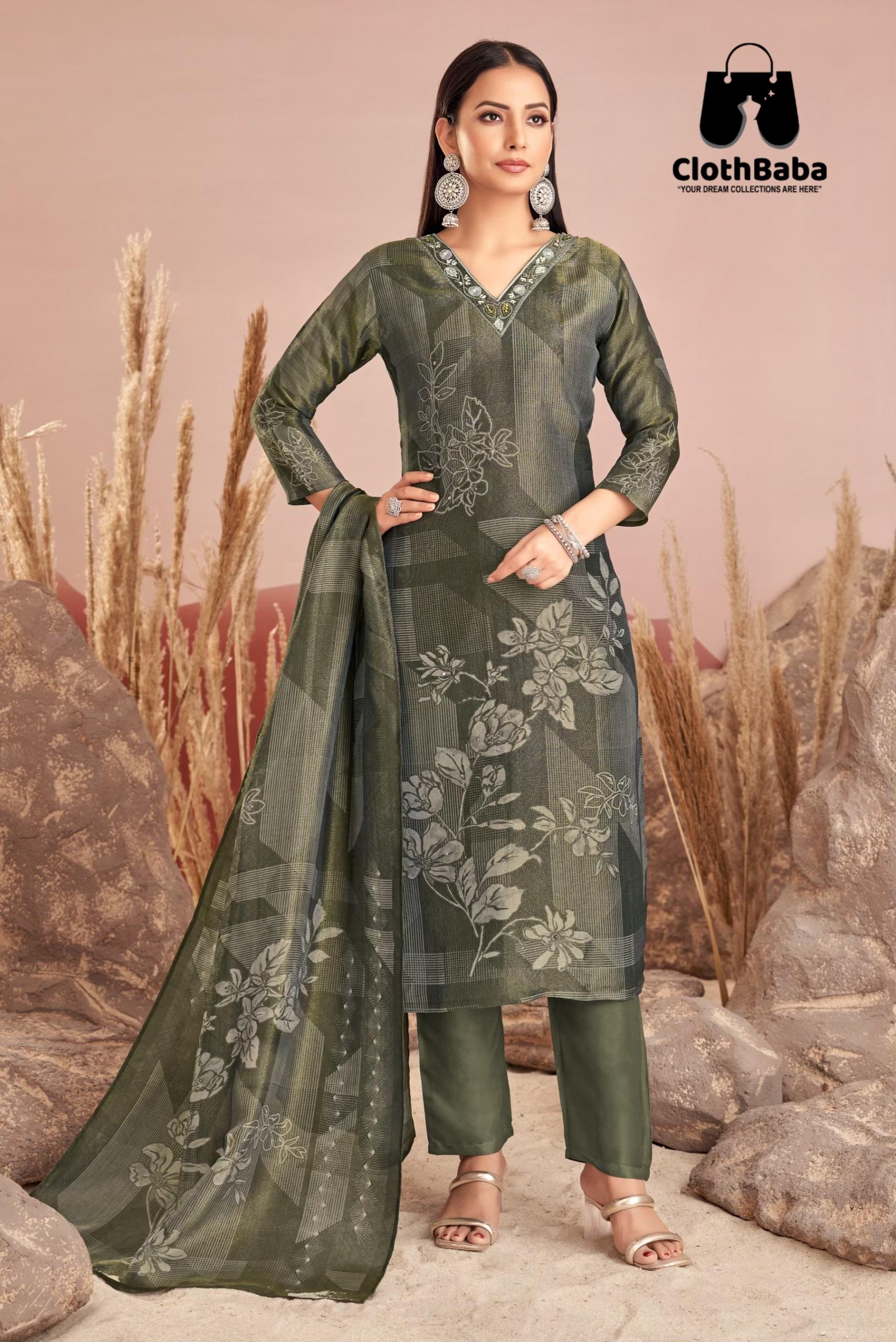 Shimmer Digital Readymade Suit with Viscose Santoon Bottom & Dupatta