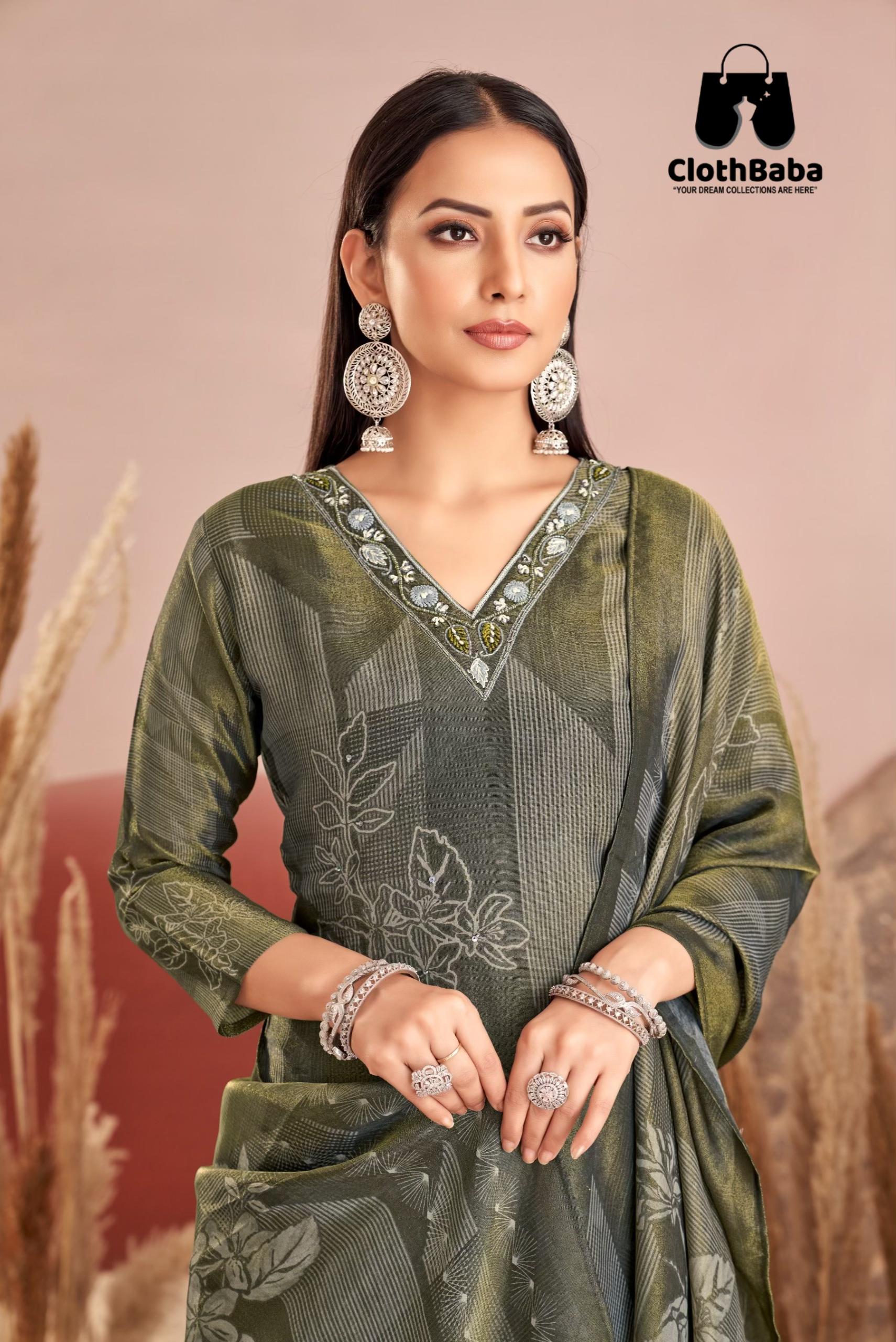 Shimmer Digital Readymade Suit with Viscose Santoon Bottom & Dupatta