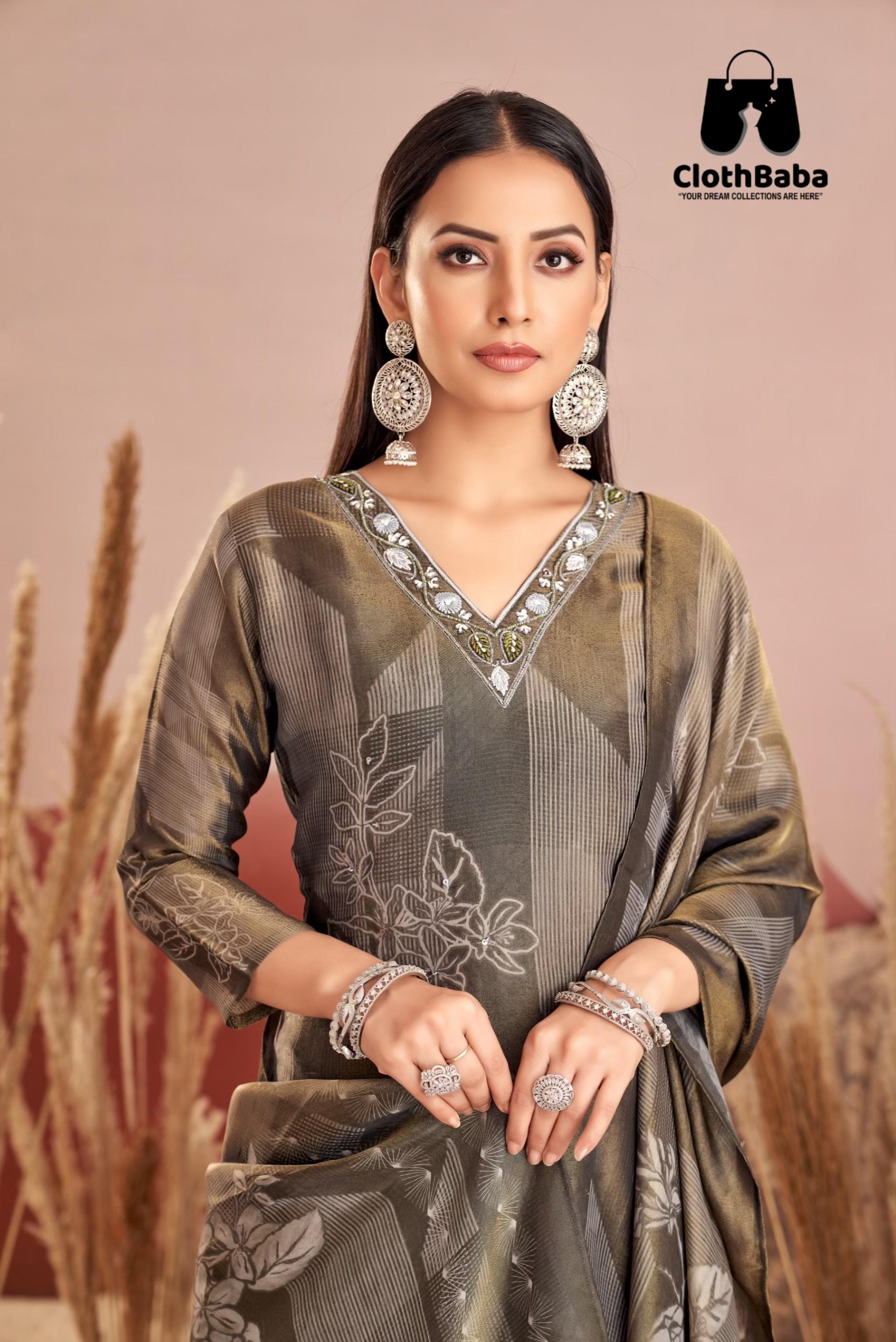 Shimmer Digital Readymade Suit with Viscose Santoon Bottom & Dupatta