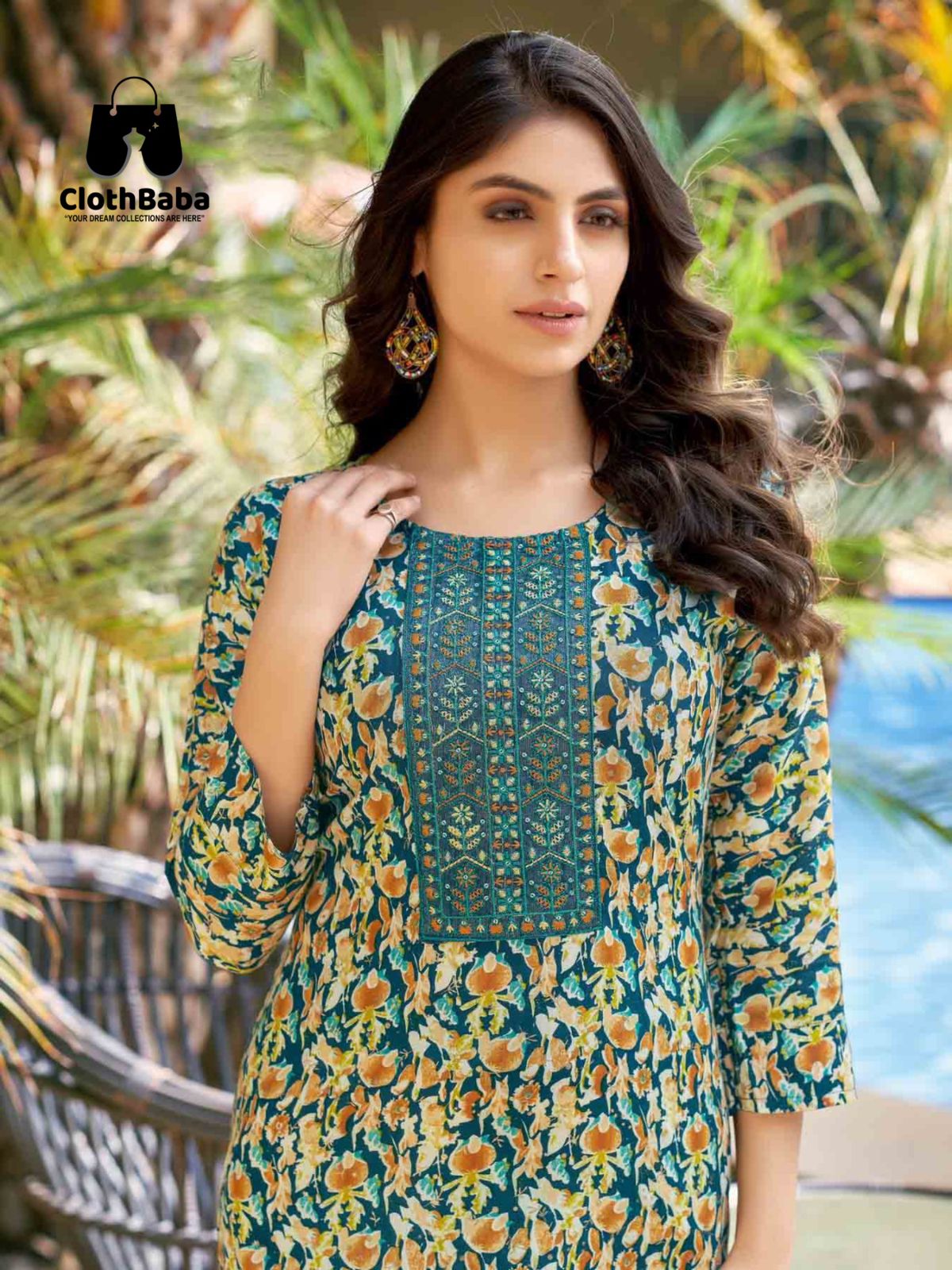 Heavy Rayon Foil Print Readymade Suit with Sequence Embroidery