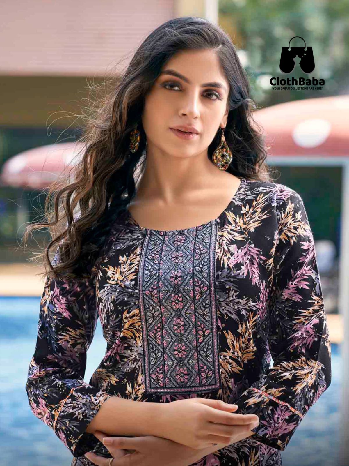 Heavy Rayon Foil Print Readymade Suit with Sequence Embroidery