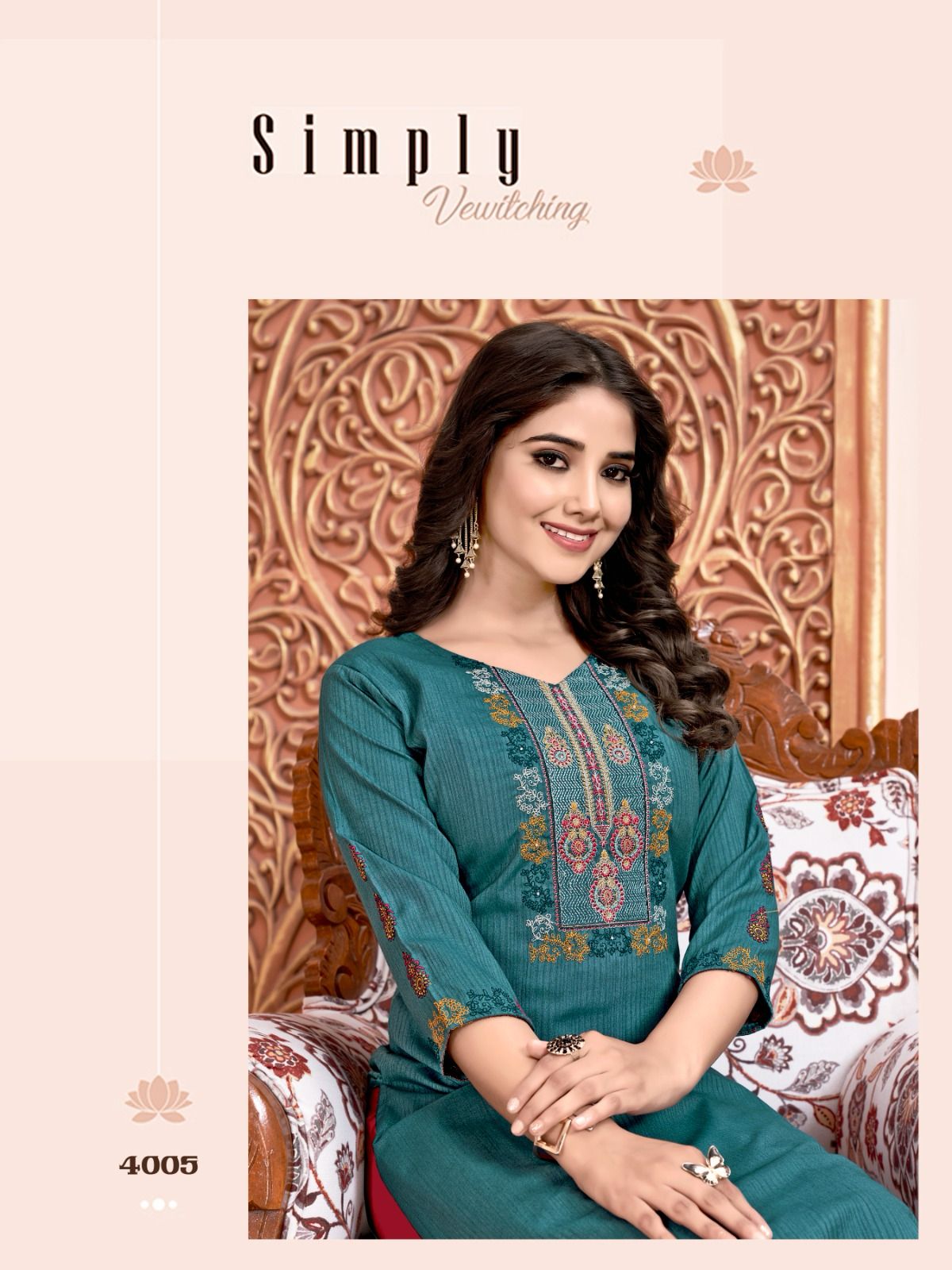 Heavy Fancy Rayon Readymade Suit with Embroidery & Handwork