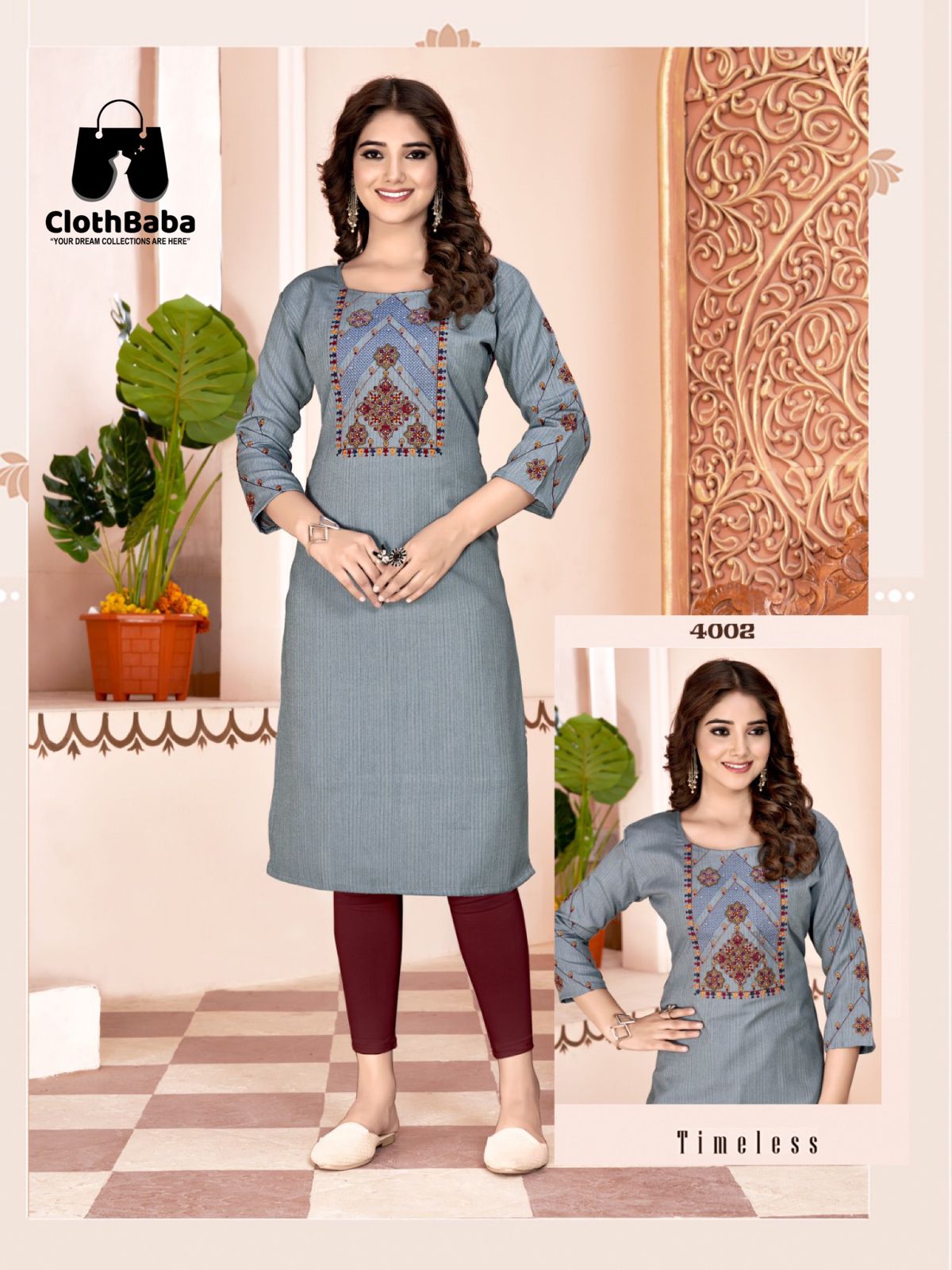 Heavy Fancy Rayon Readymade Suit with Embroidery & Handwork
