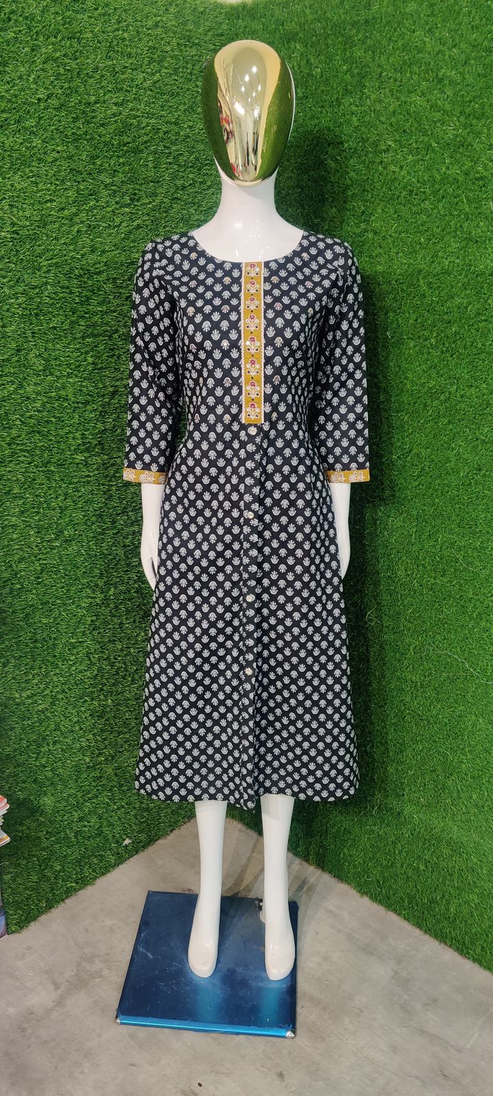 Readymade Cotton Print Suit with Handwork