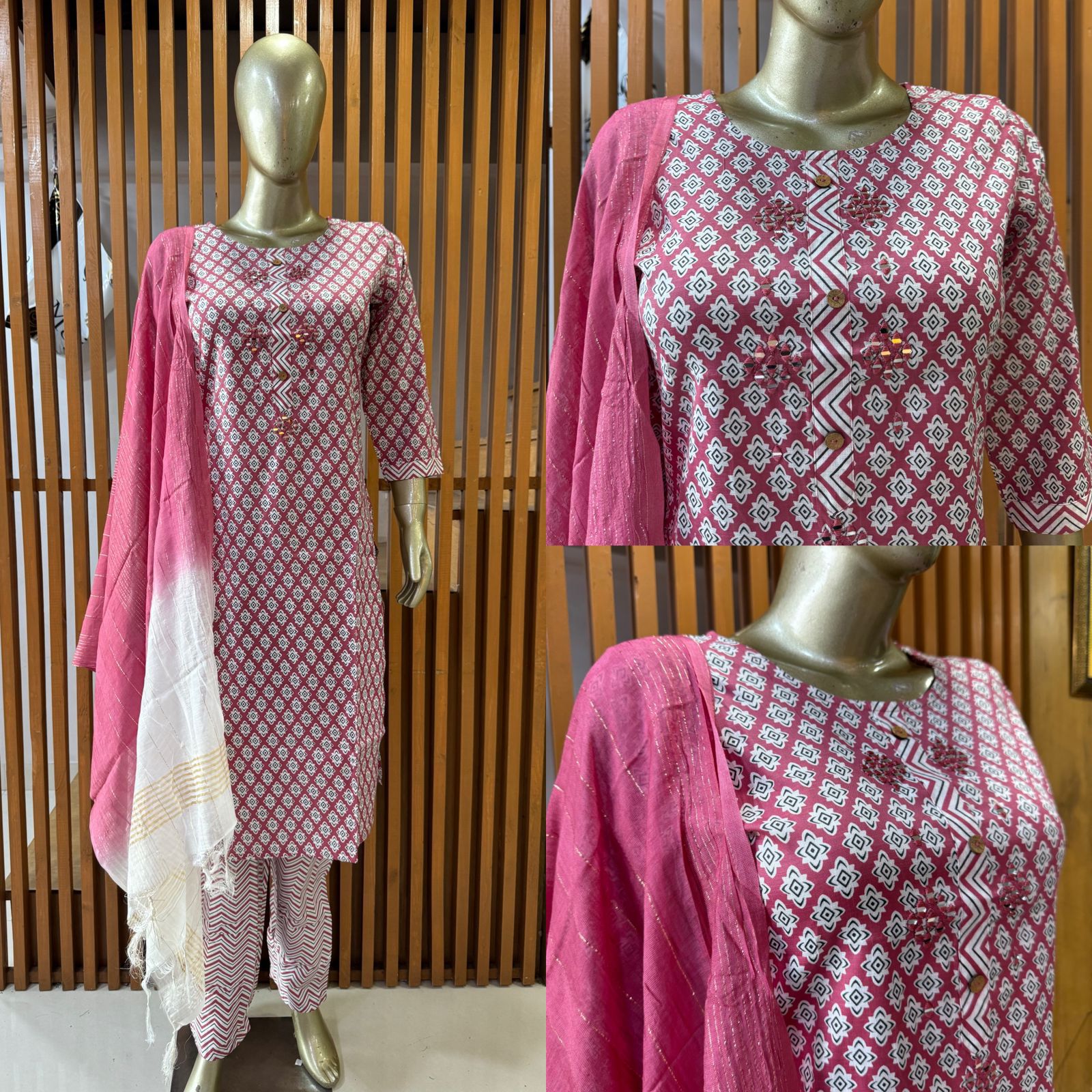 Cotton Print 3-Piece Readymade Suit