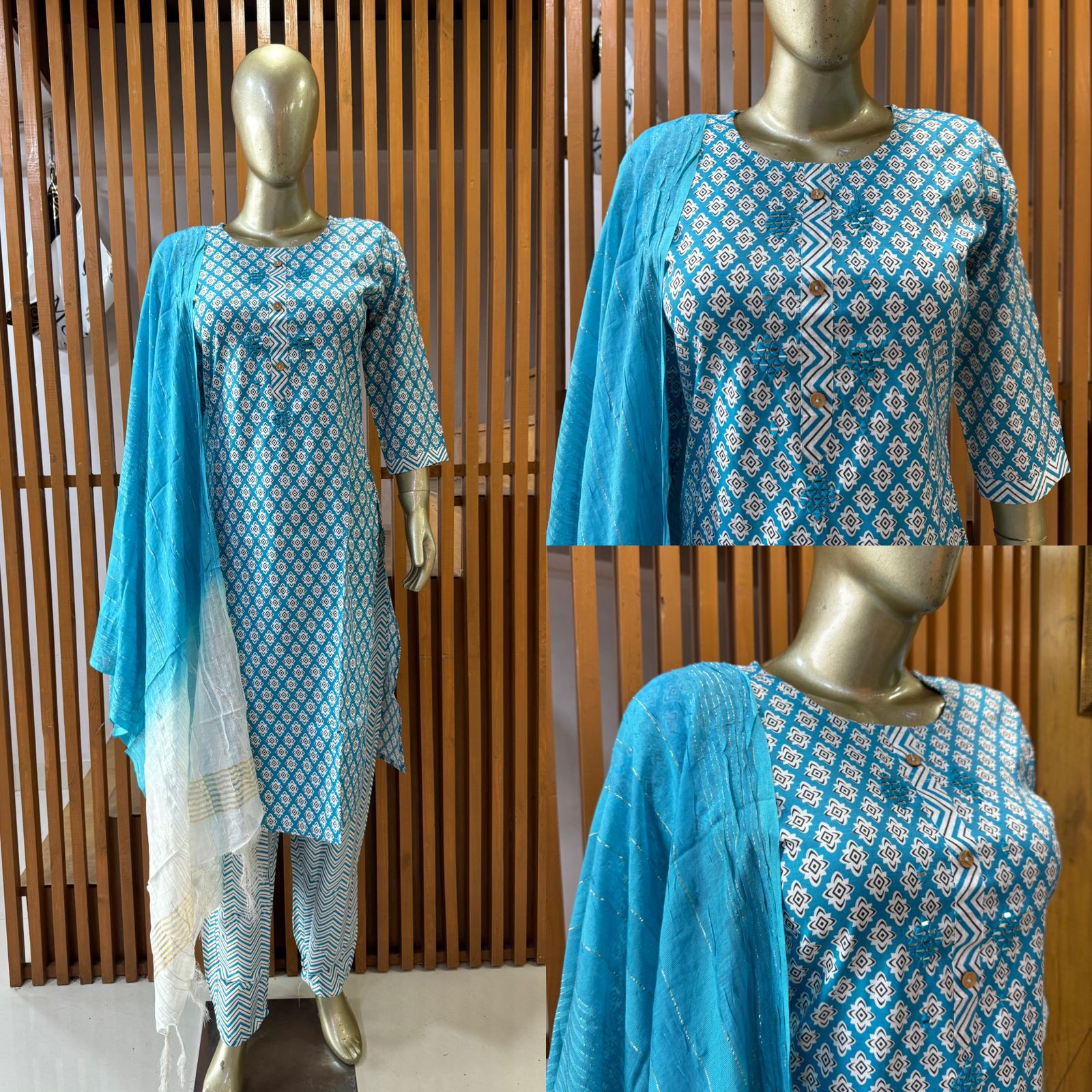 Cotton Print 3-Piece Readymade Suit