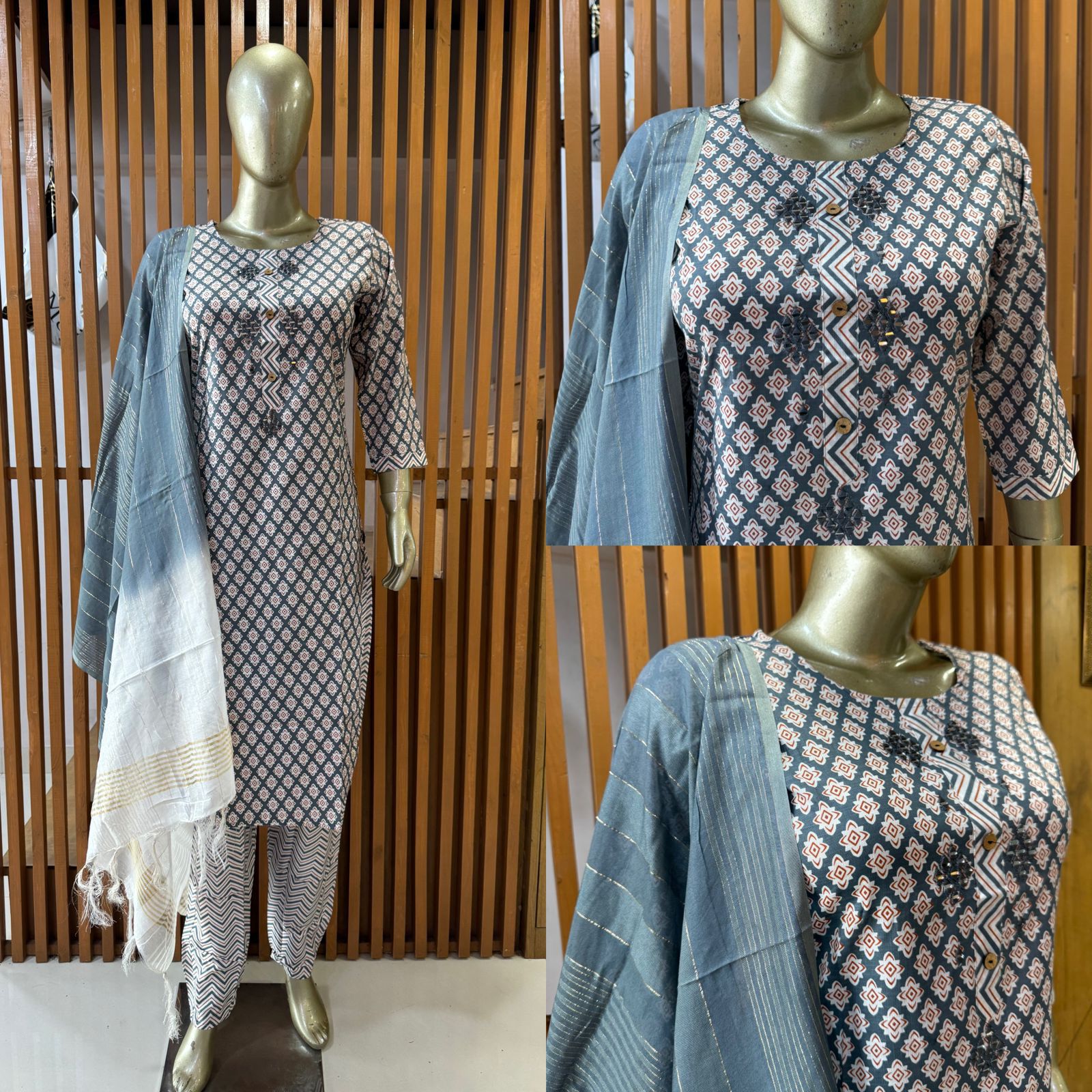 Cotton Print 3-Piece Readymade Suit