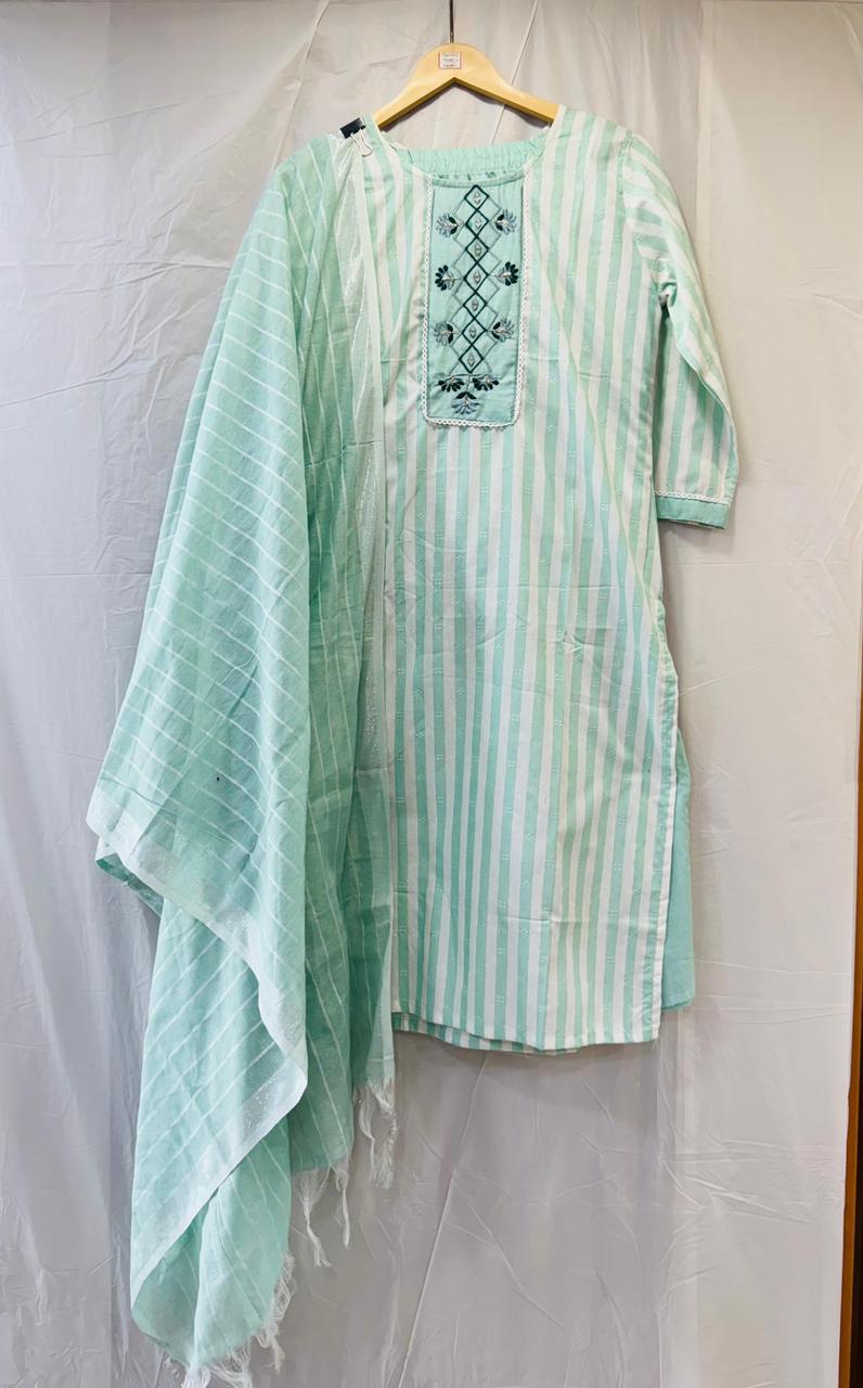 Stripe Cotton Readymade Suit 