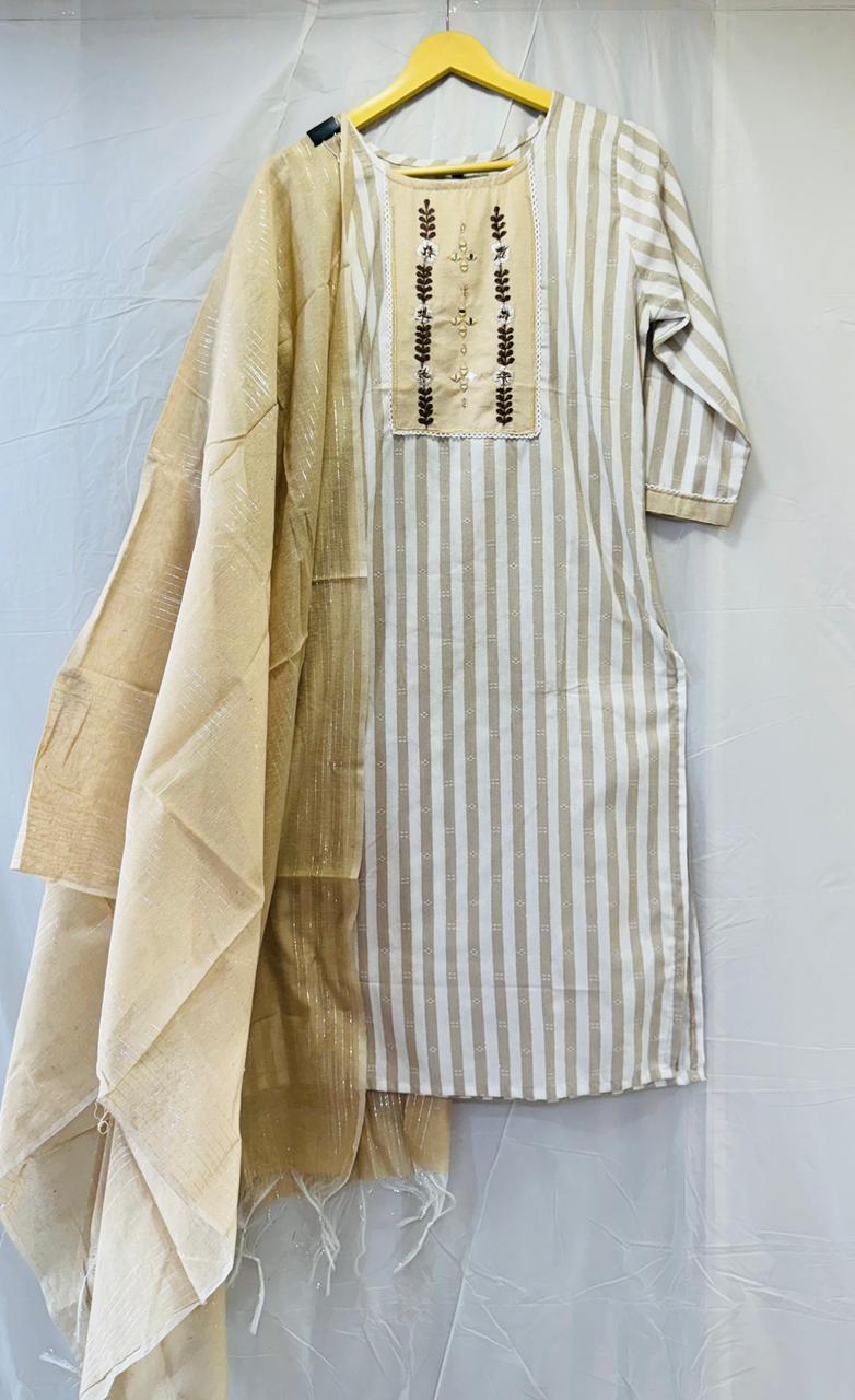 Stripe Cotton Readymade Suit 