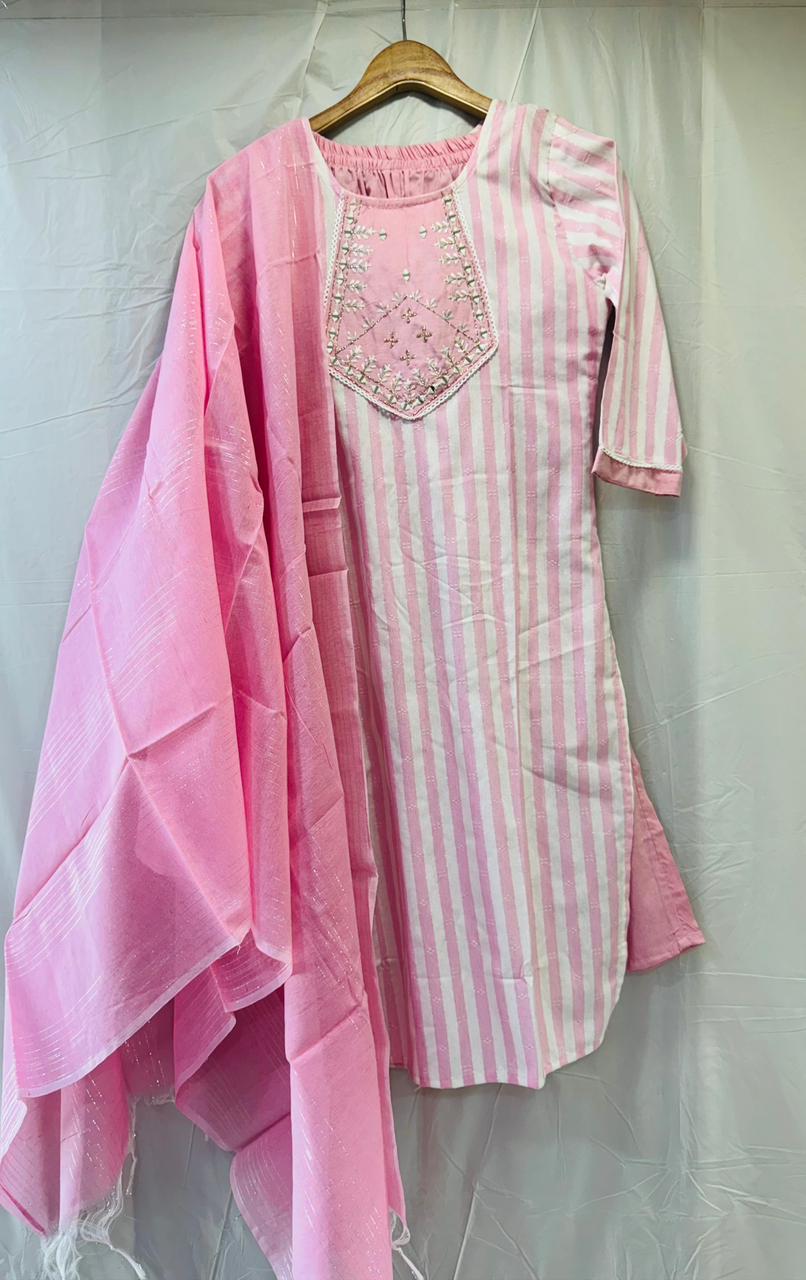 Stripe Cotton Readymade Suit 