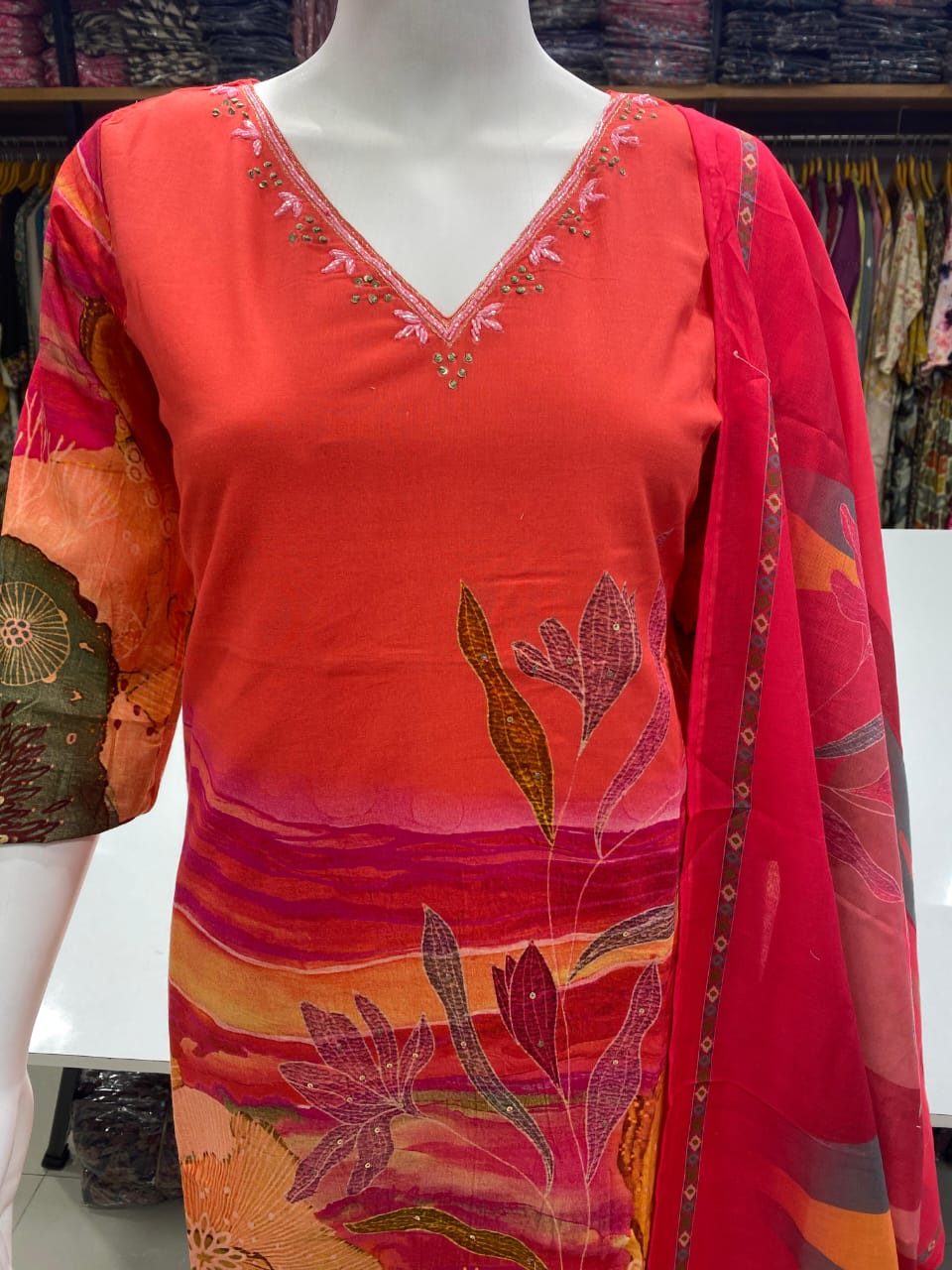 Pure Cambric Cotton Print Readymade Suit