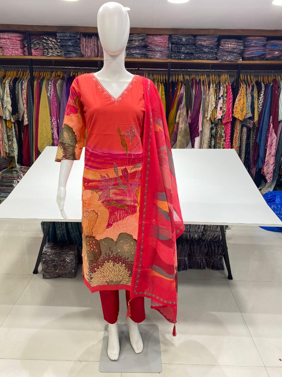 Pure Cambric Cotton Print Readymade Suit